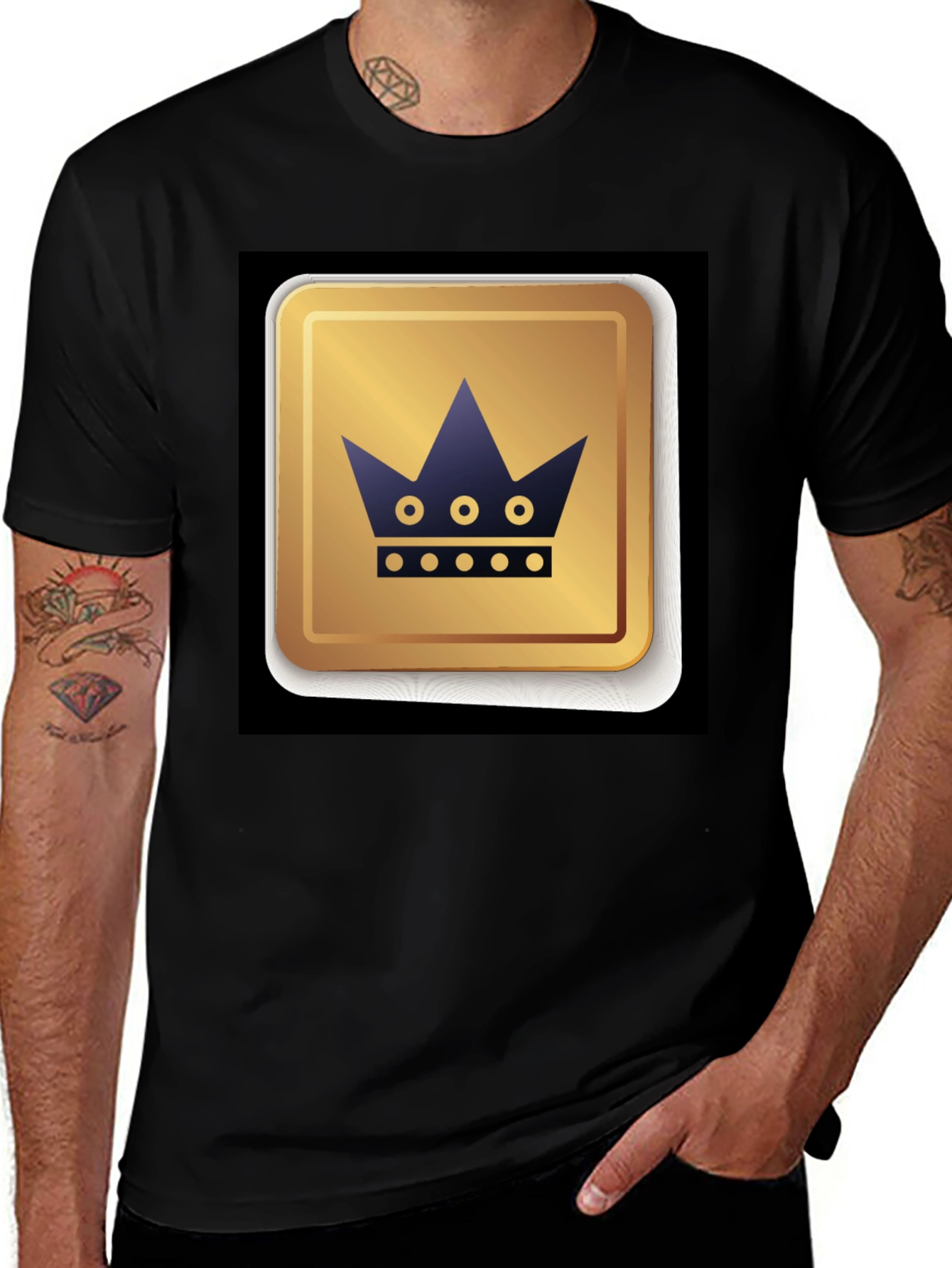 Variant 22 of Gold Crown Graphic Black T-Shirt