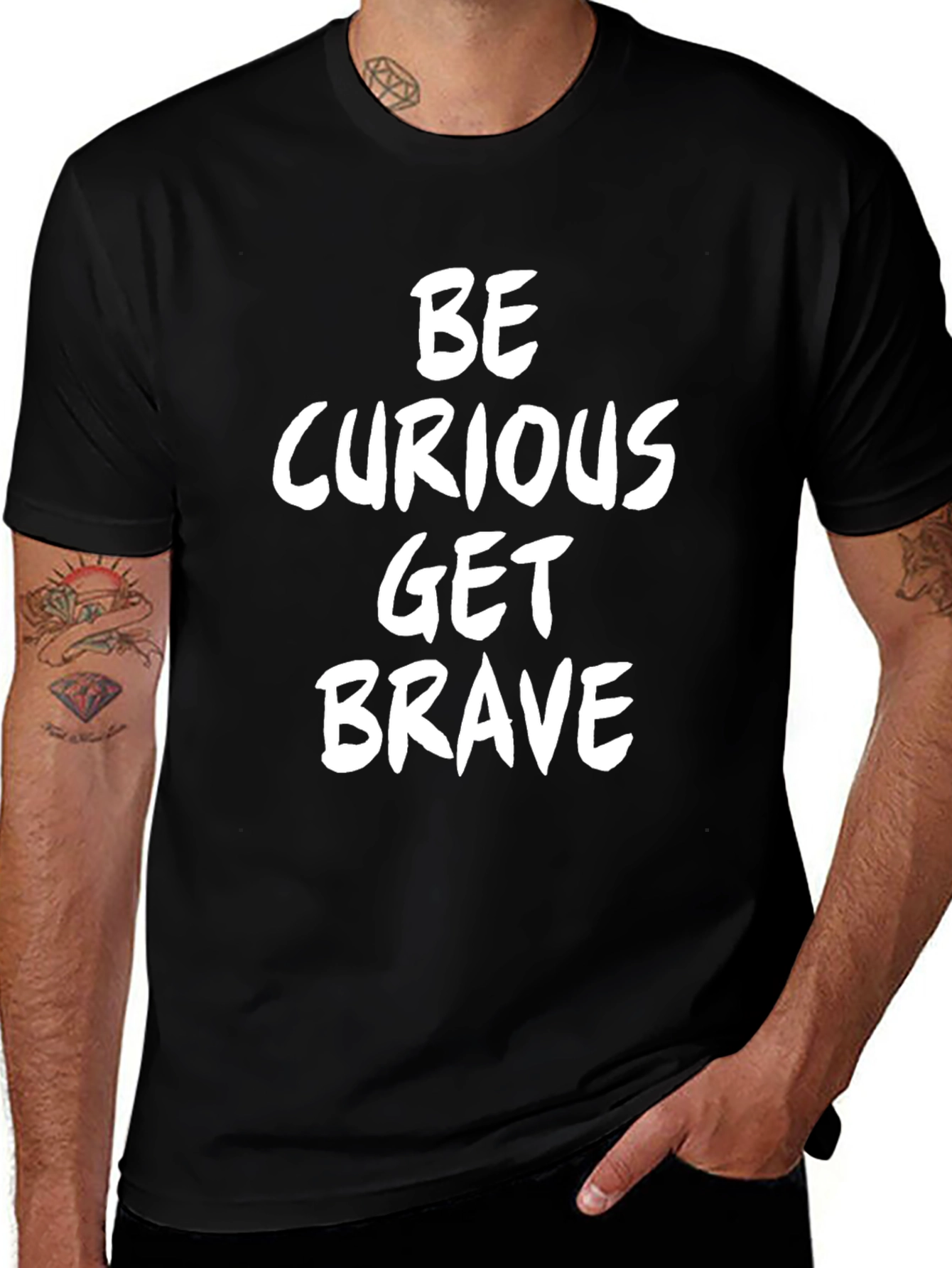Variant 16 of Be Curious Get Brave Graphic Tee - Black