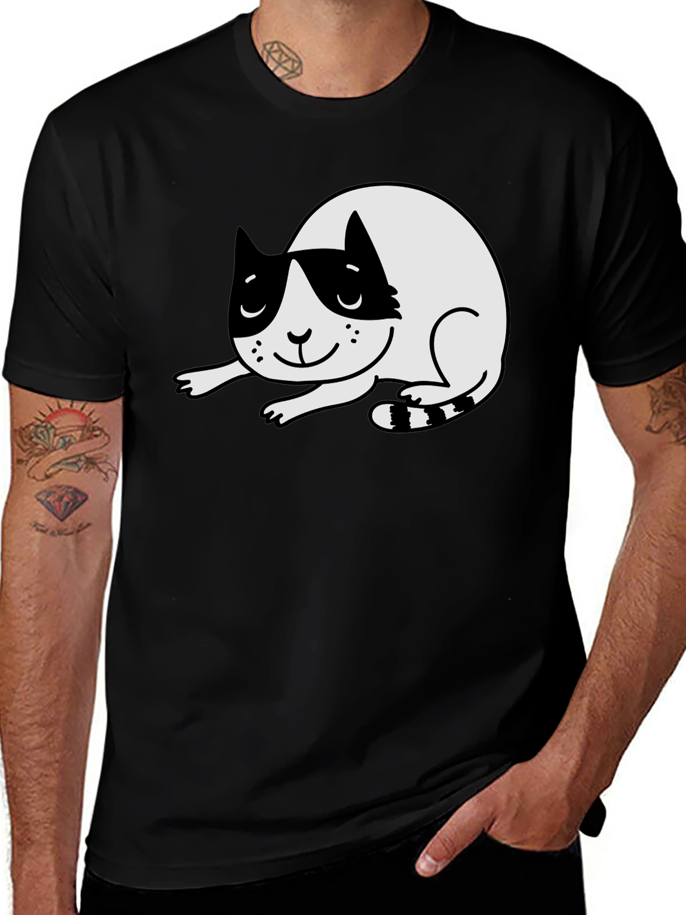 Variant 21 of Cute Cat Graphic T-Shirt - Black