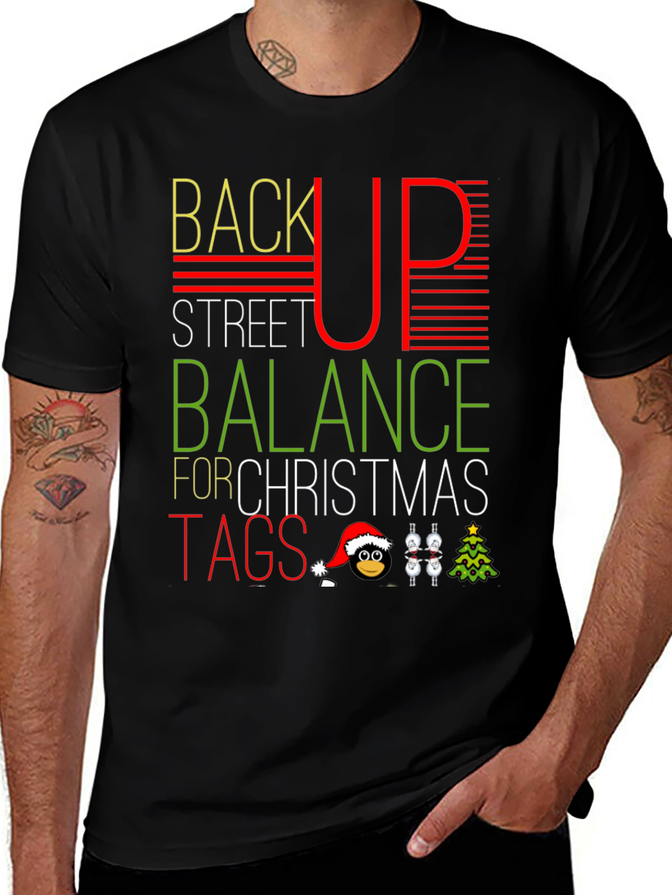 Funny Christmas T-Shirt: Back Up Street Balance