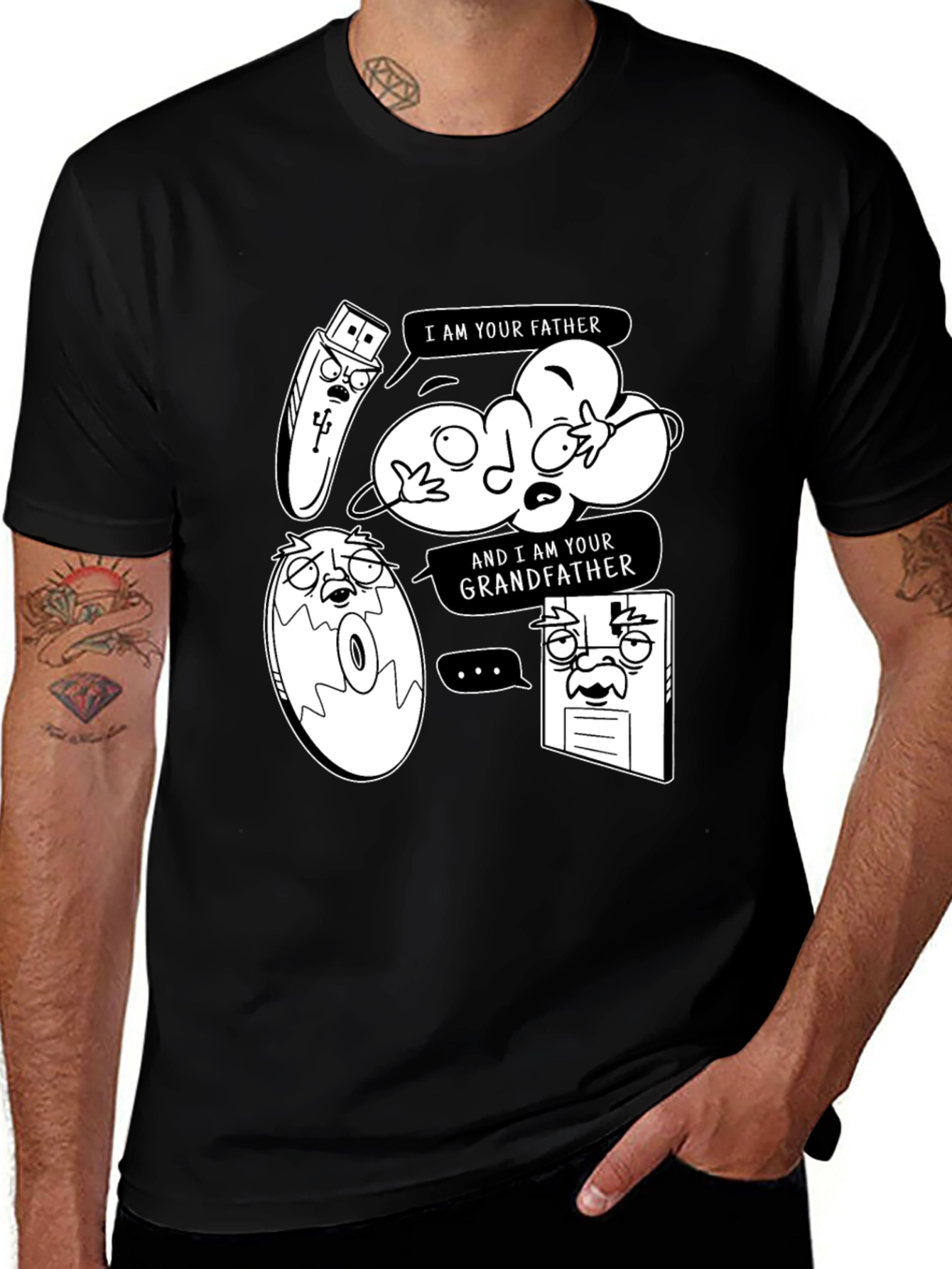 Data Storage Family Tree Black Graphic Tee