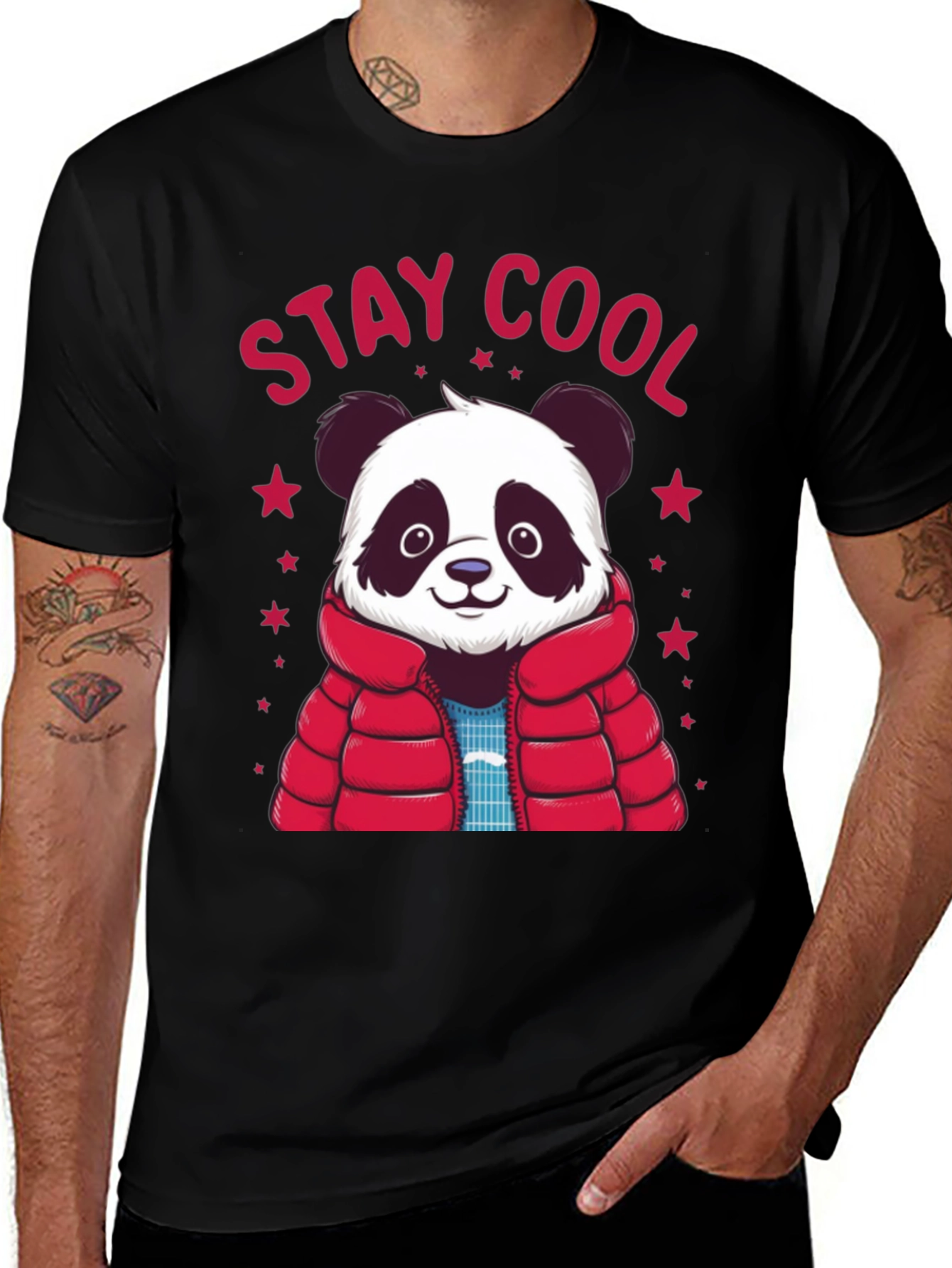 Variant 18 of Stay Cool Panda Graphic Tee - Black