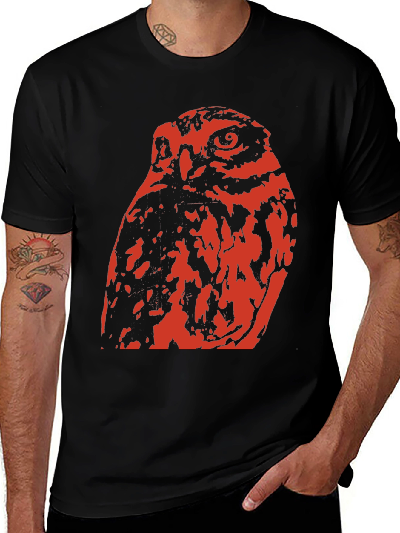 Variant 5 of Owl Graphic Print T-Shirt - Black