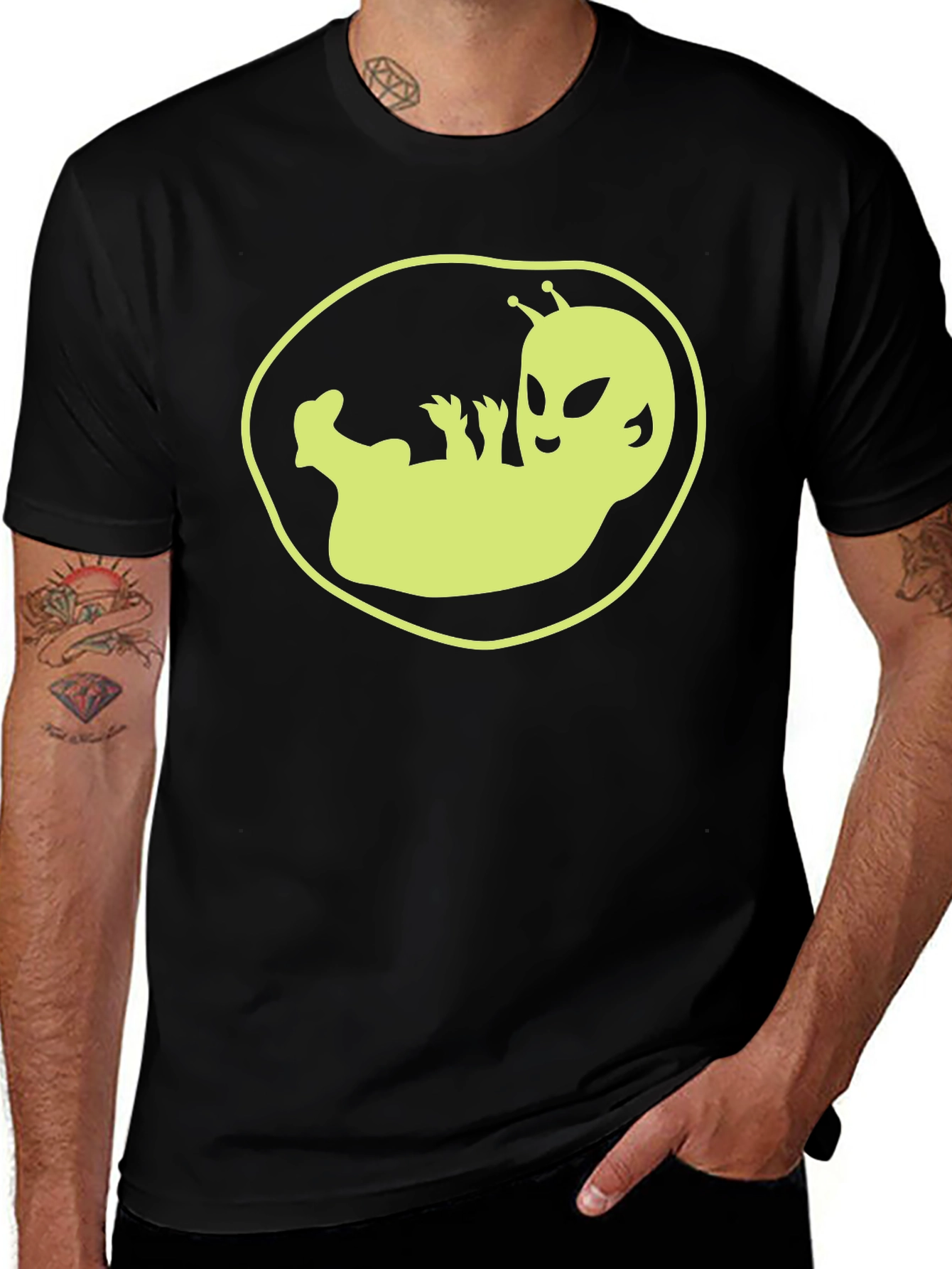 Variant 11 of Black T-Shirt with Alien Baby Graphic