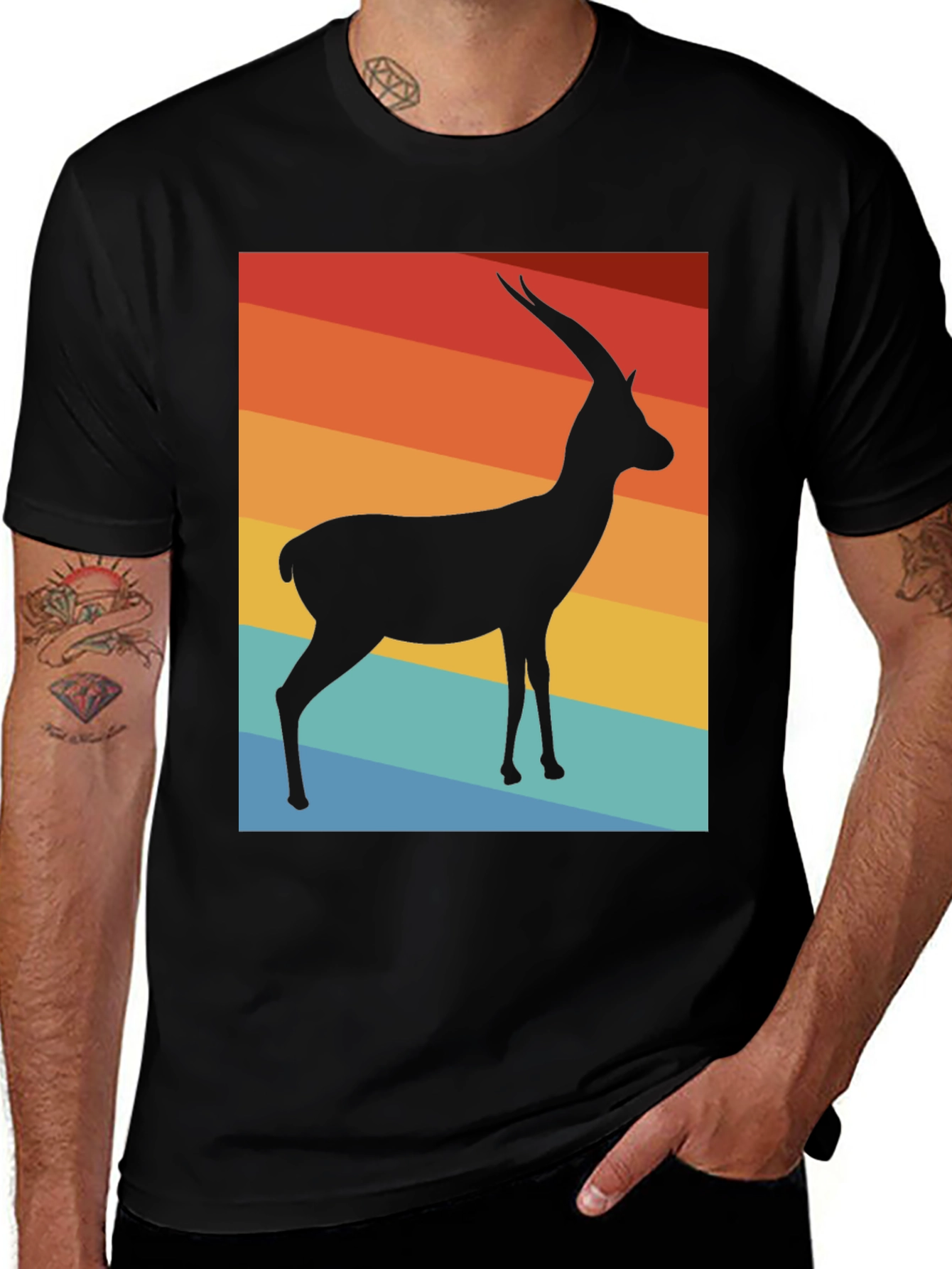 Variant 11 of Retro Gazelle Graphic Tee - Cool Animal Silhouette T-Shirt