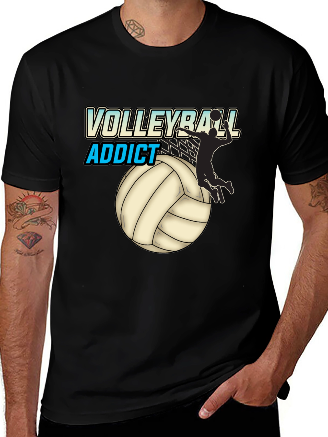 Variant 24 of Volleyball Addict Black T-Shirt