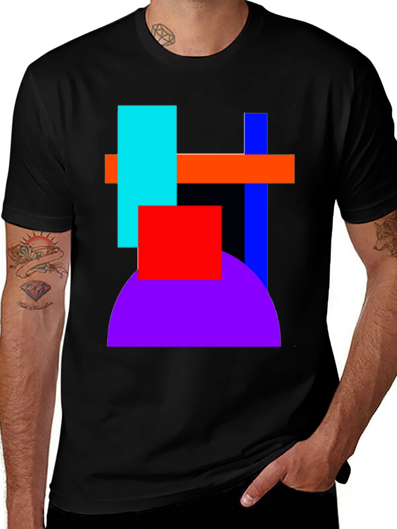Variant 13 of Abstract Geometric T-Shirt - Bold Color Block Design