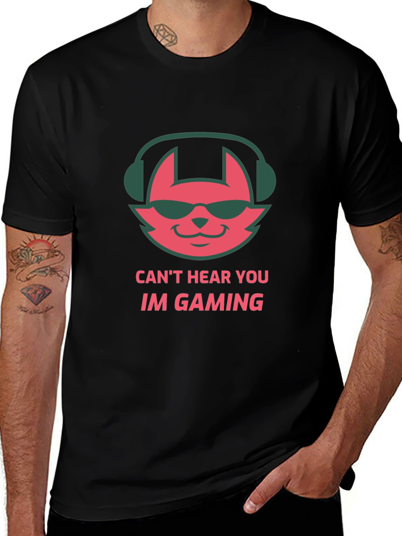 Cool Gamer Cat T-Shirt - Can't Hear You, I'm Gaming!