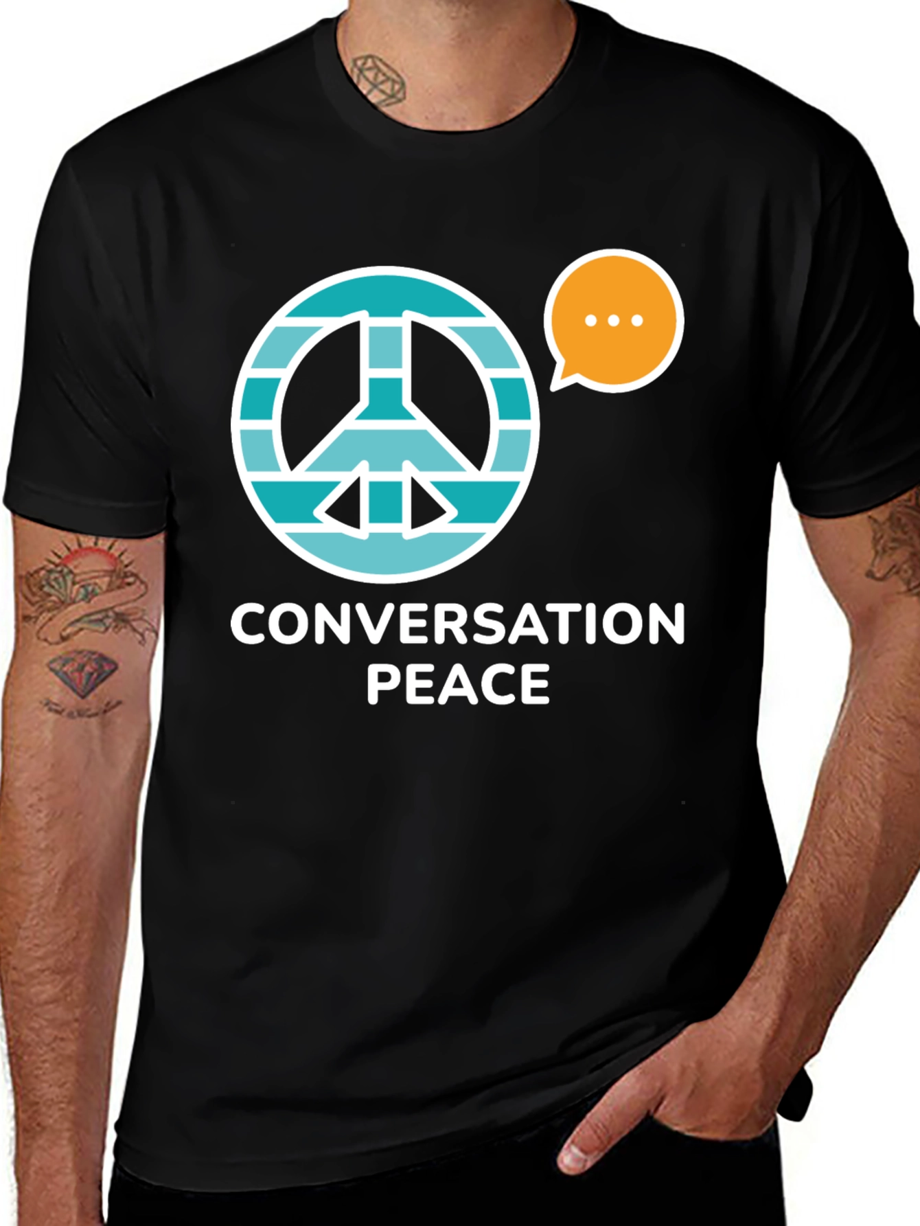 Variant 18 of Conversation Peace Graphic Tee - Black Cotton Blend