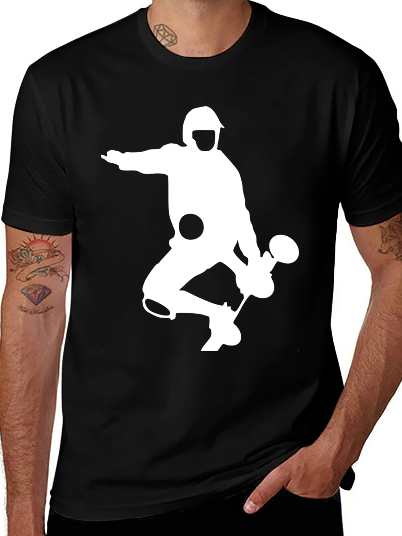 Variant 26 of Fencing Silhouette Graphic Tee - Black Cotton Blend