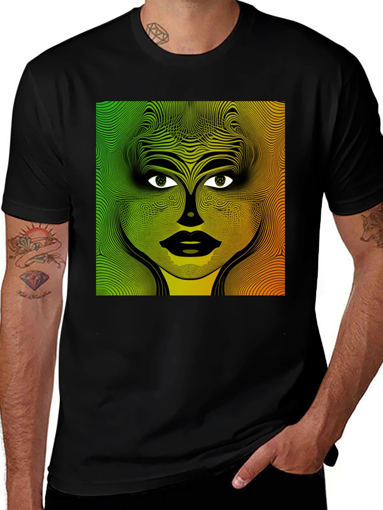 Variant 2 of Abstract Woman Graphic Black T-Shirt