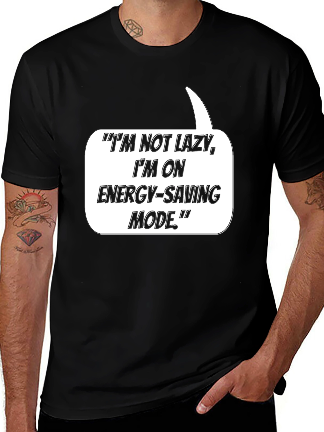 Variant 15 of Funny Energy-Saving Mode Black T-Shirt