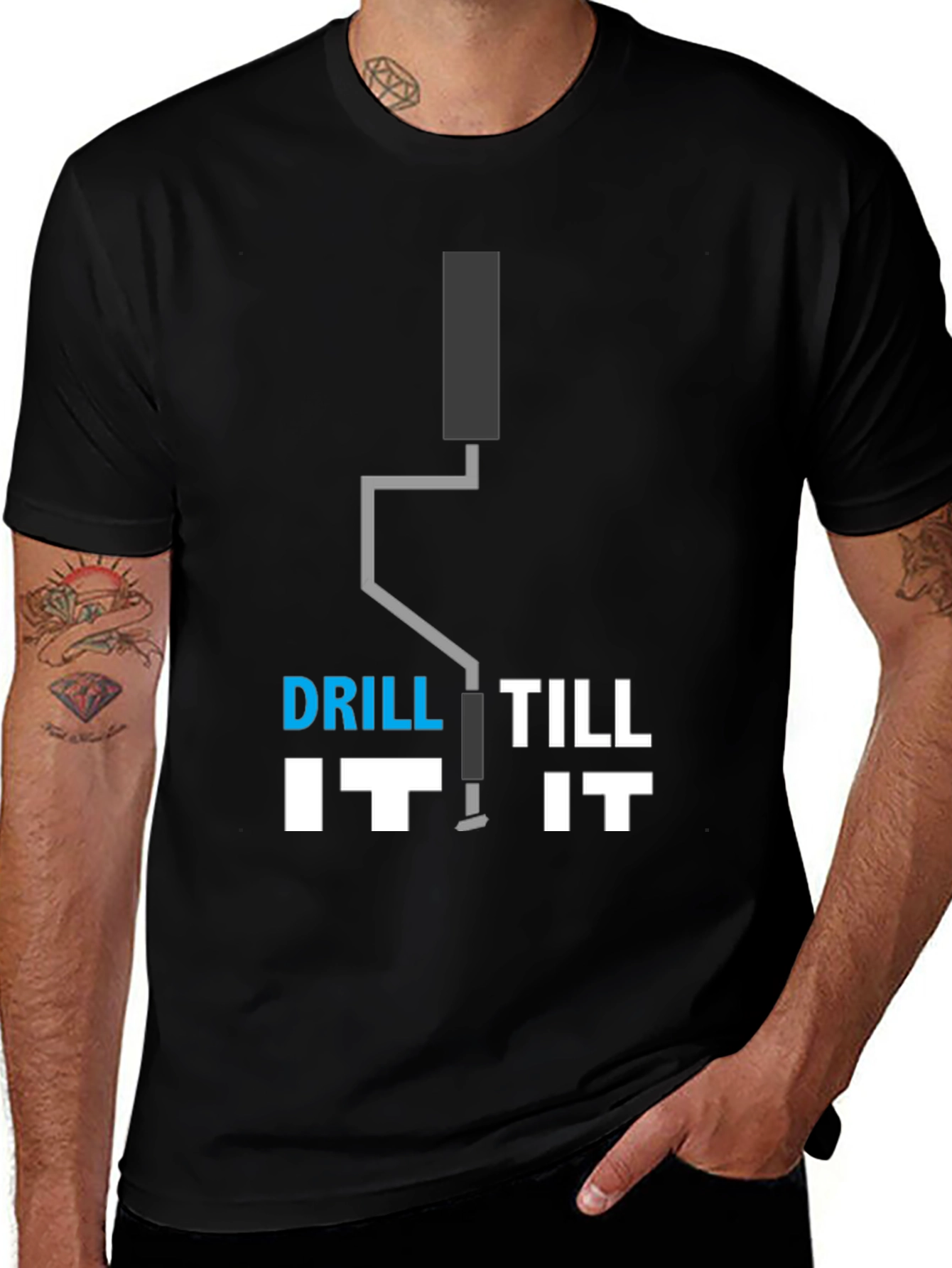 Variant 7 of Drill Till It T-Shirt - Funny Construction Tee