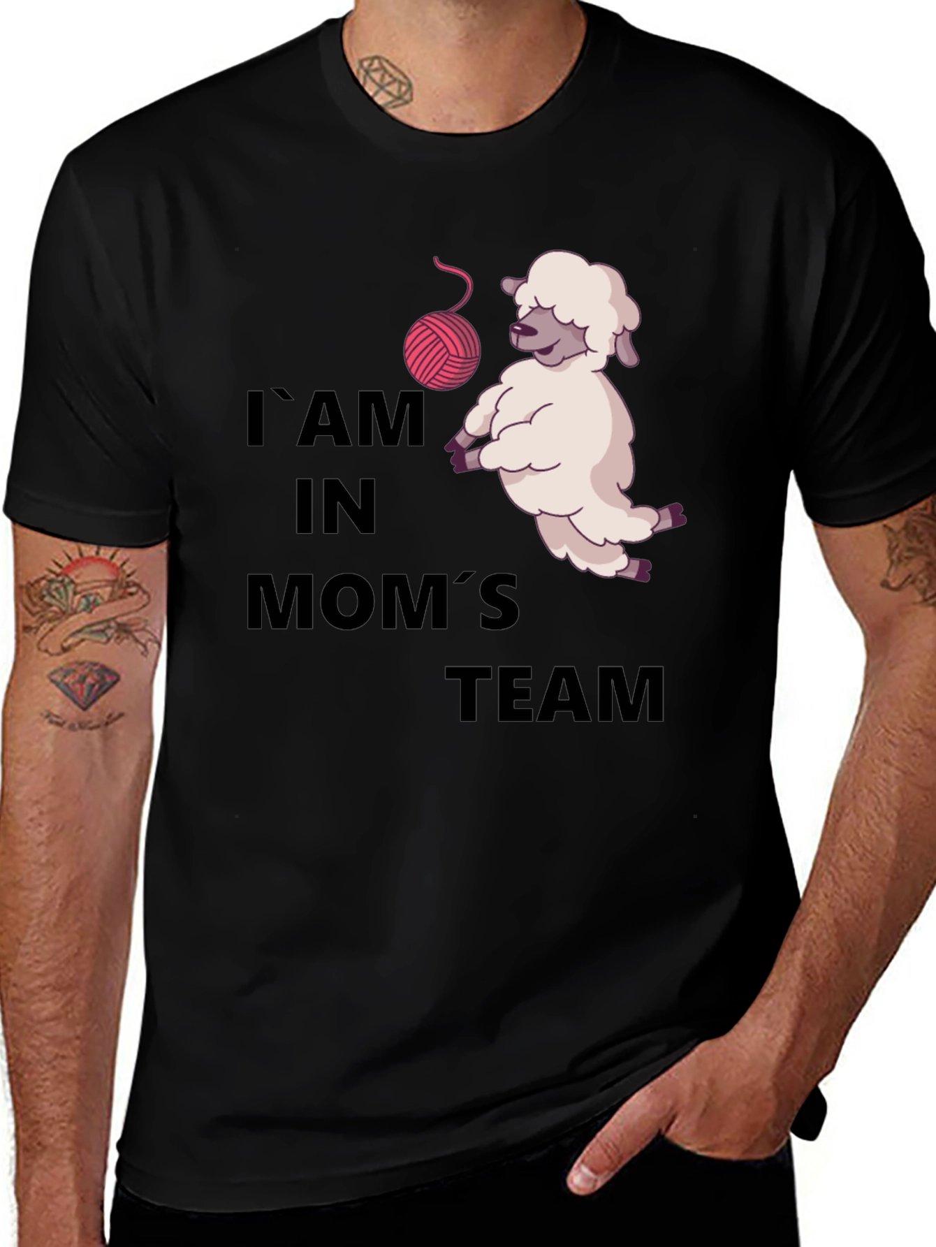 I Am In Mom's Team Black T-Shirt