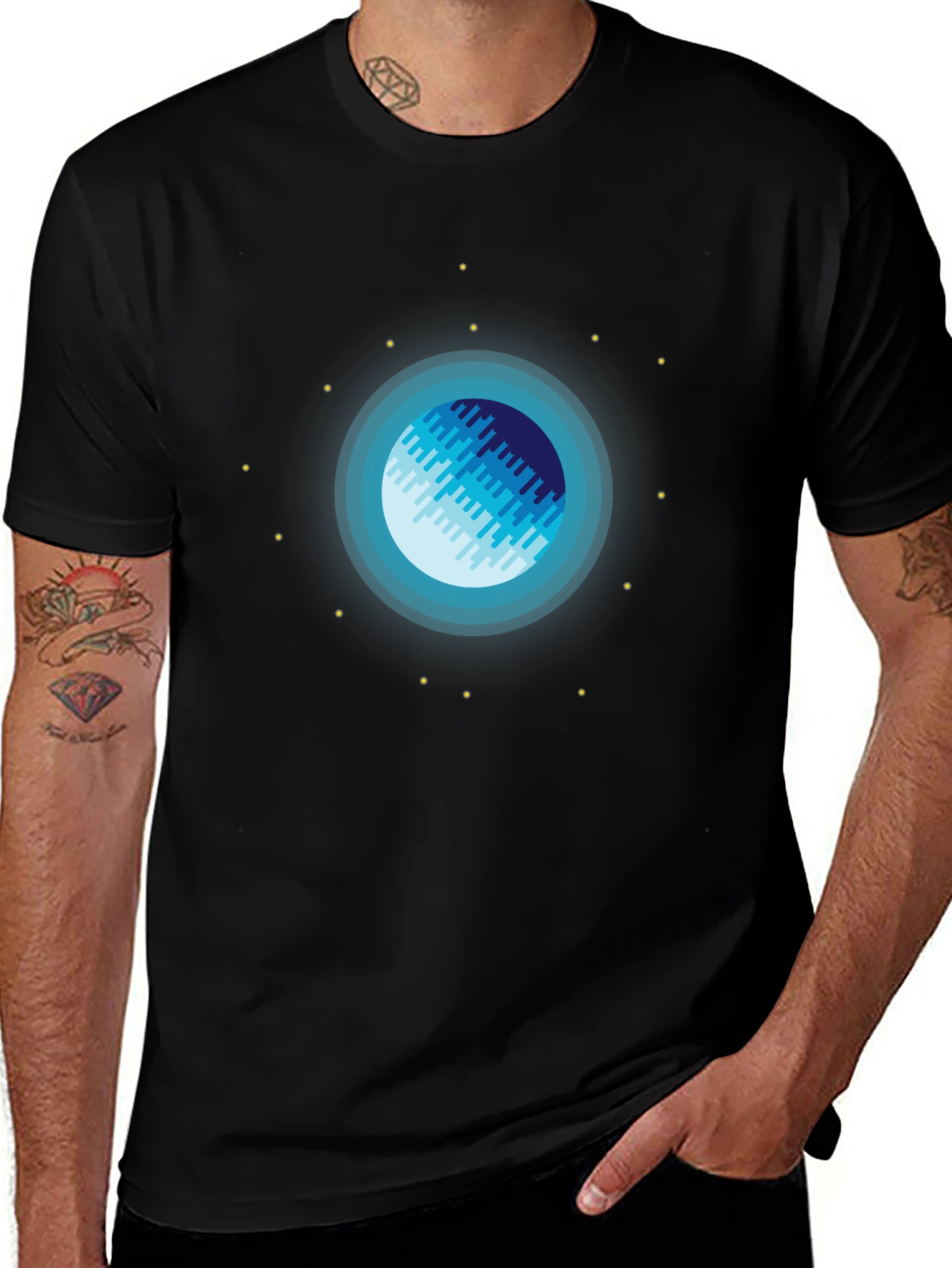 Abstract Planet Graphic Tee - Black