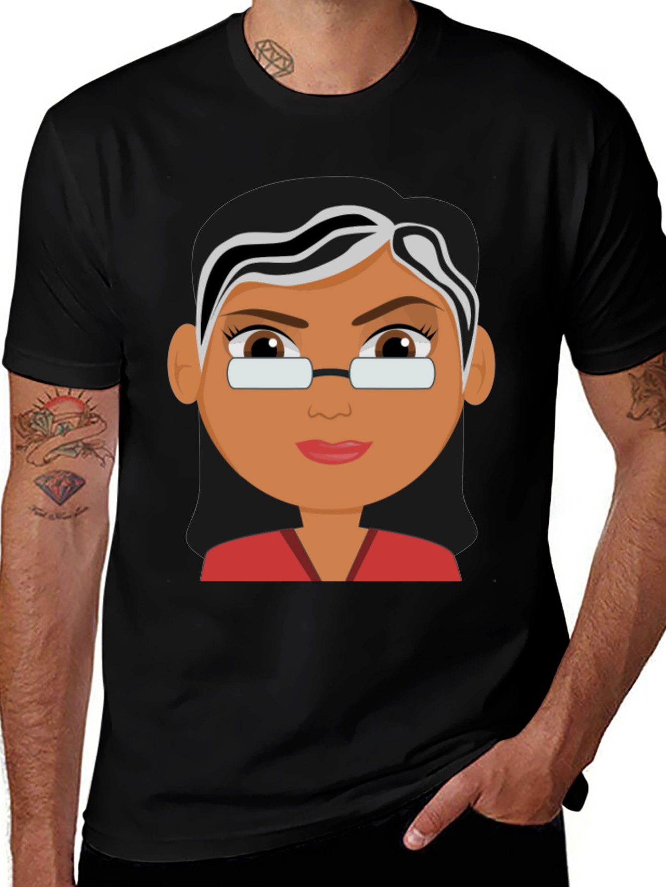 Cartoon Ruth Bader Ginsburg T-Shirt, Black Cotton Tee
