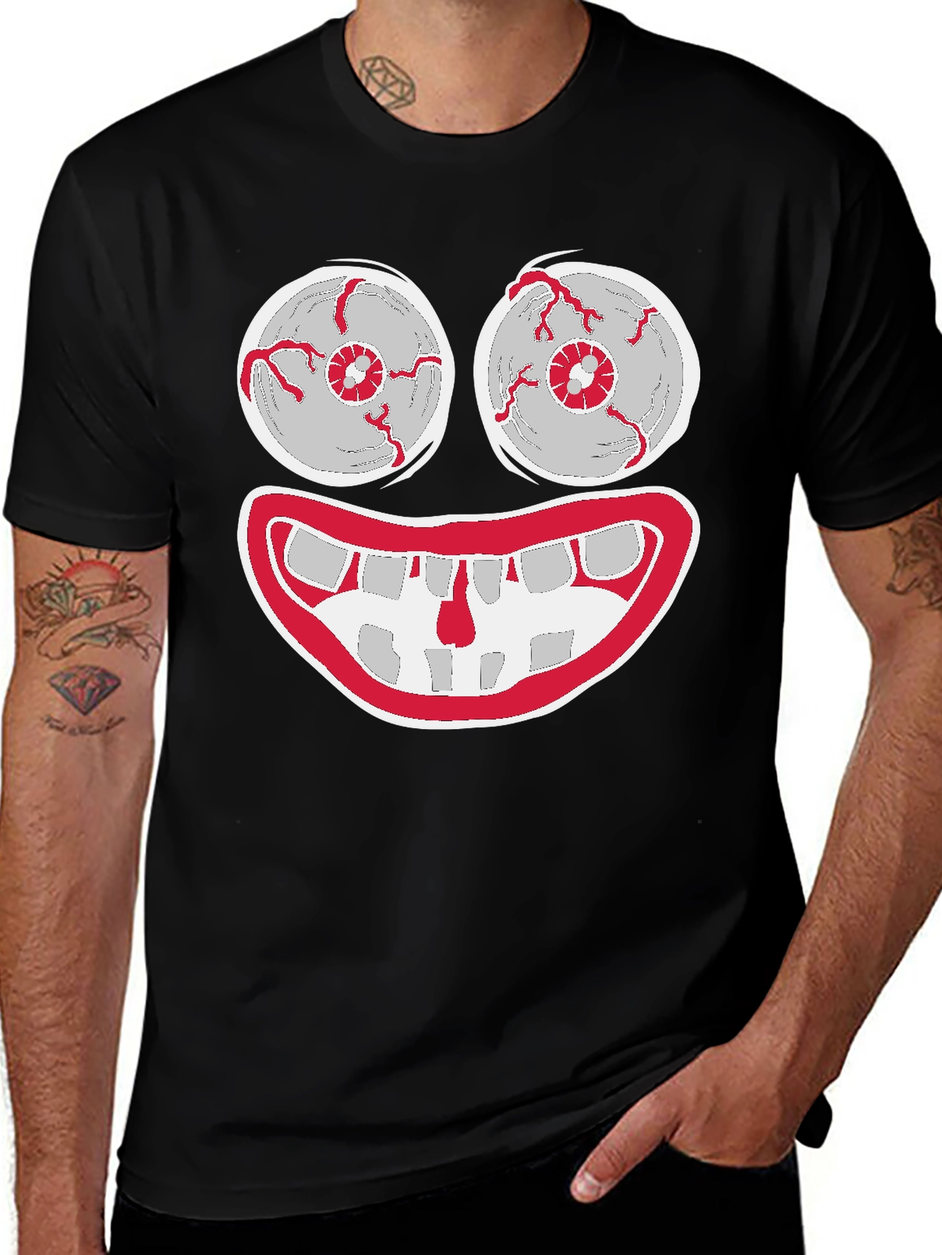 Variant 26 of Creepy Cartoon Face Graphic Tee - Halloween Shirt