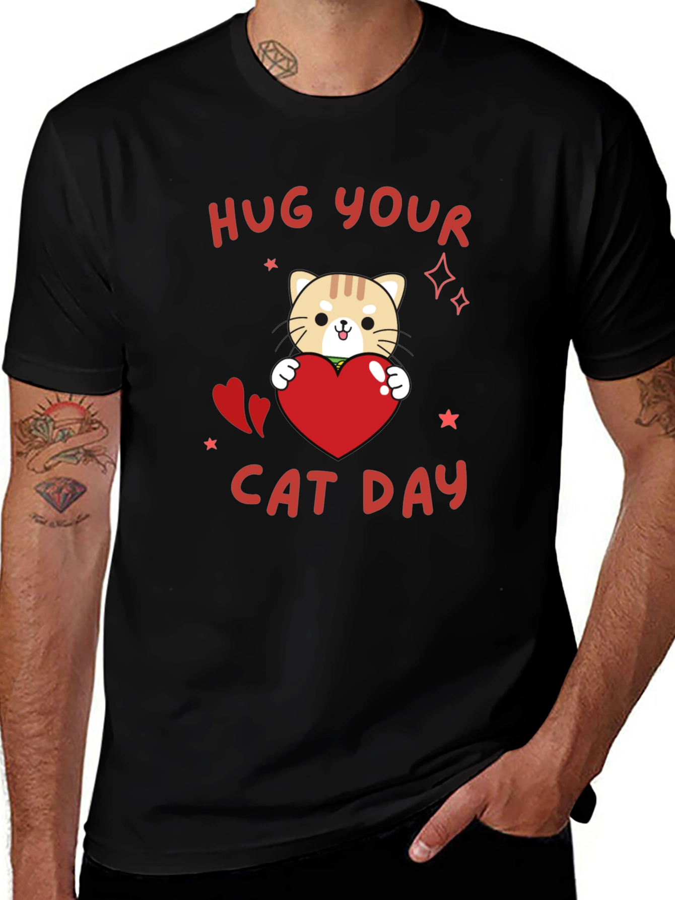 Variant 29 of Hug Your Cat Day Black T-Shirt