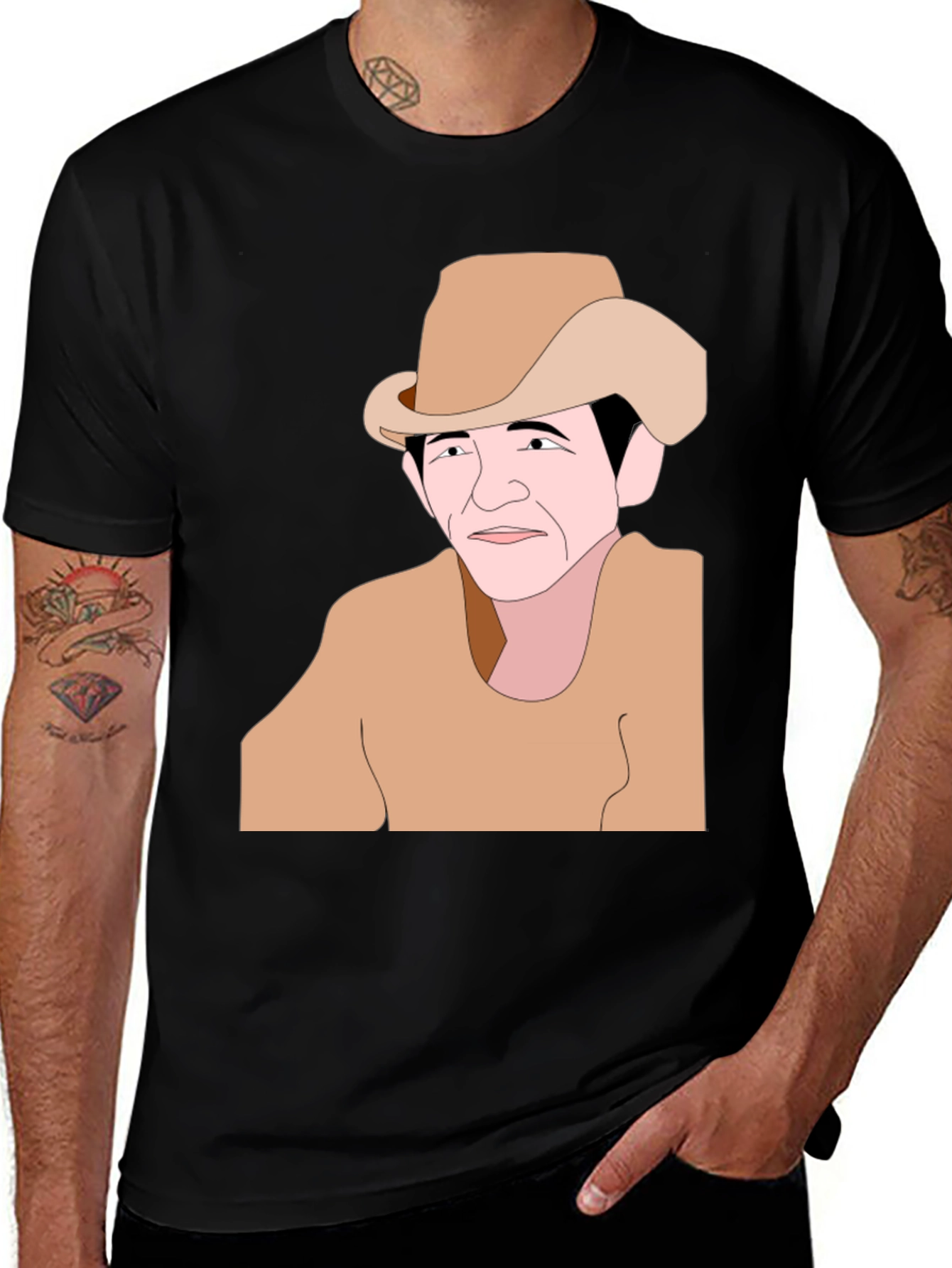 Variant 25 of Cartoon Cowboy Graphic Black T-Shirt