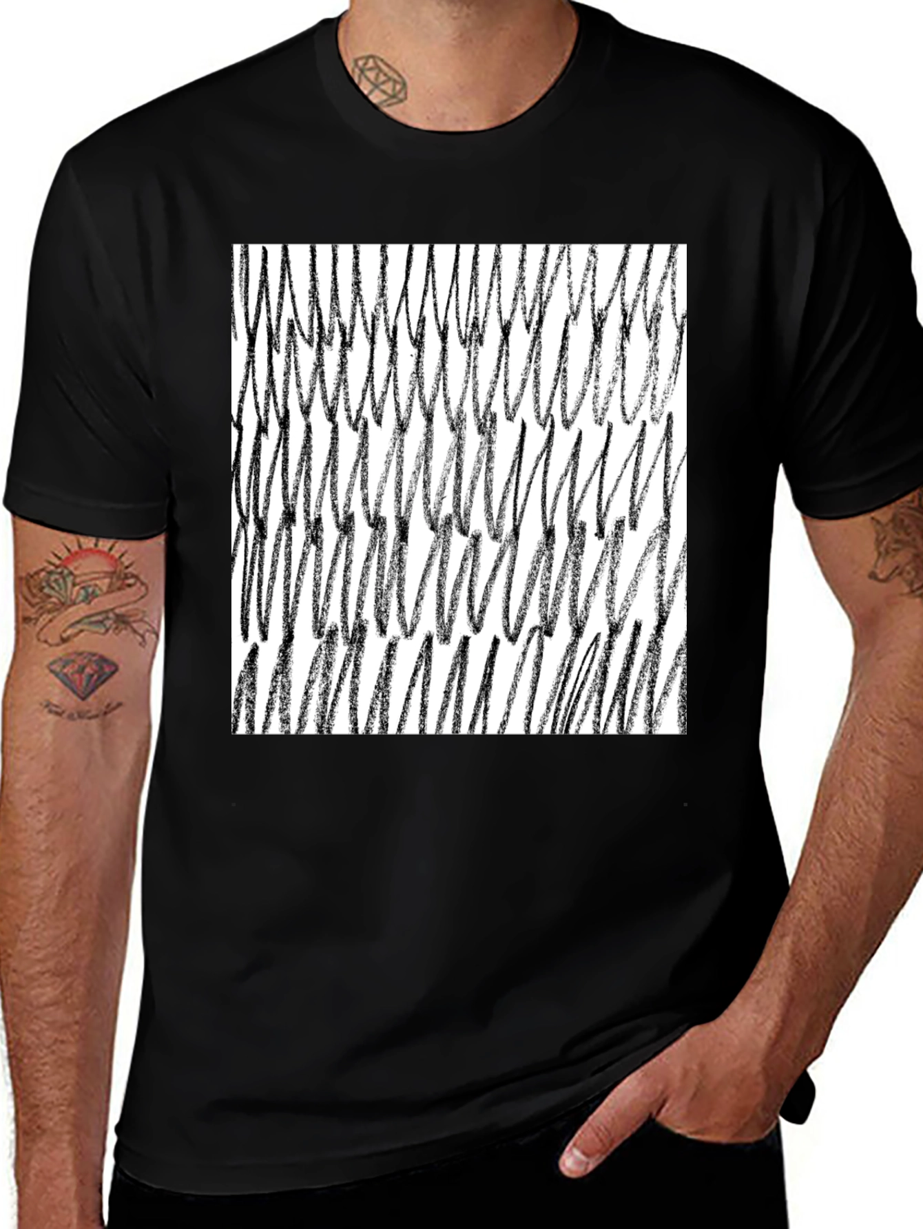 Variant 26 of Abstract Scribble Graphic Tee - Black