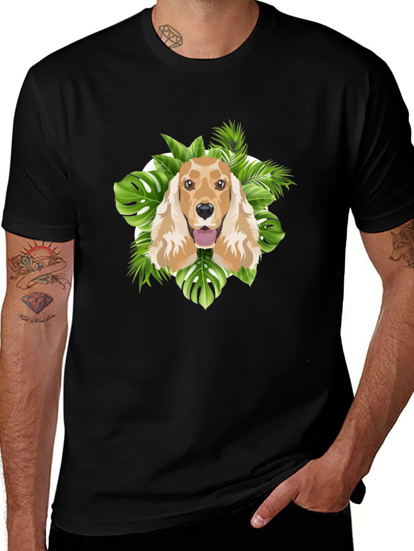 Tropical Dog Graphic Tee - Stylish Comfort