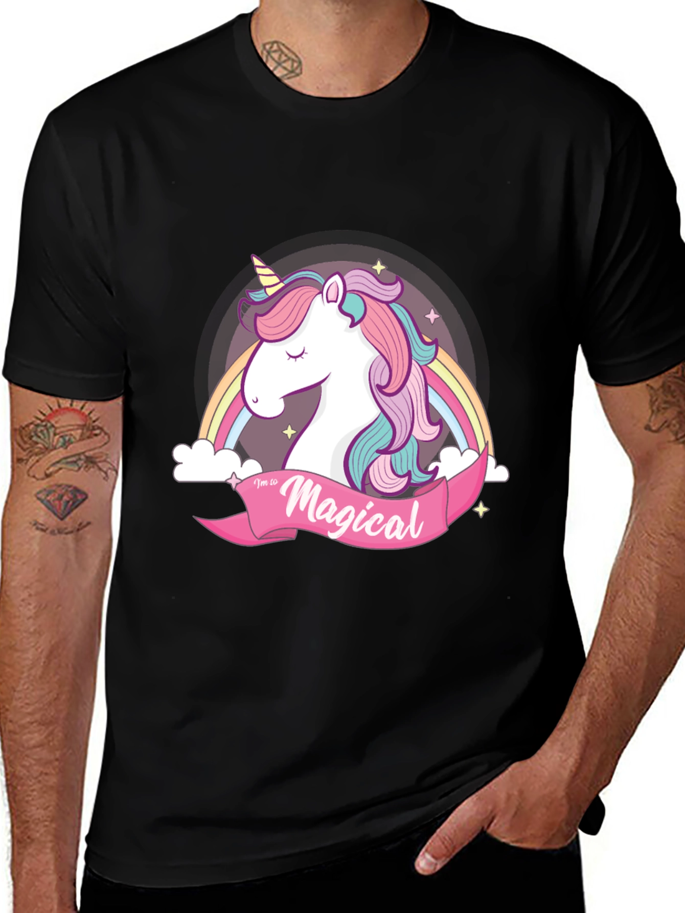 Variant 2 of Magical Unicorn Graphic Tee - Black Cotton T-Shirt