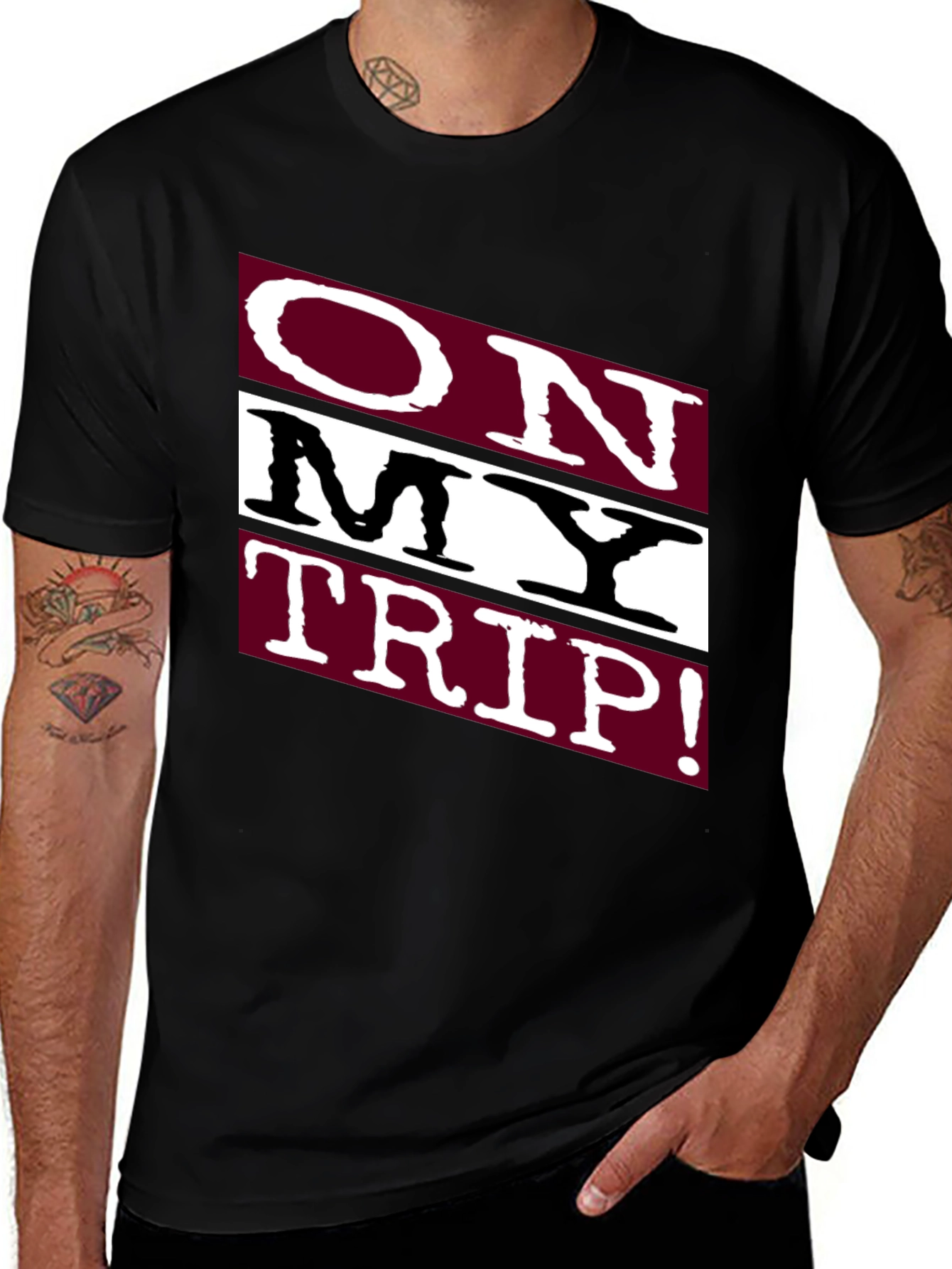Variant 19 of On My Trip! Graphic Tee - Black Cotton T-Shirt