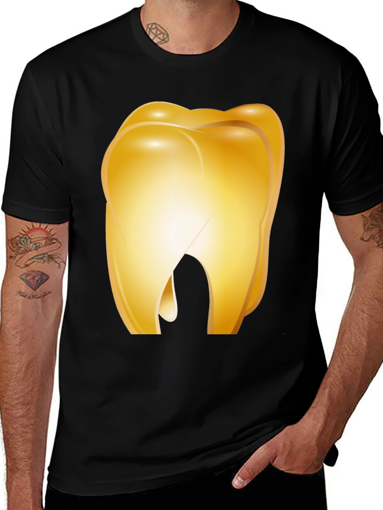 Variant 14 of Golden Tooth Graphic Tee - Novelty Dental Shirt