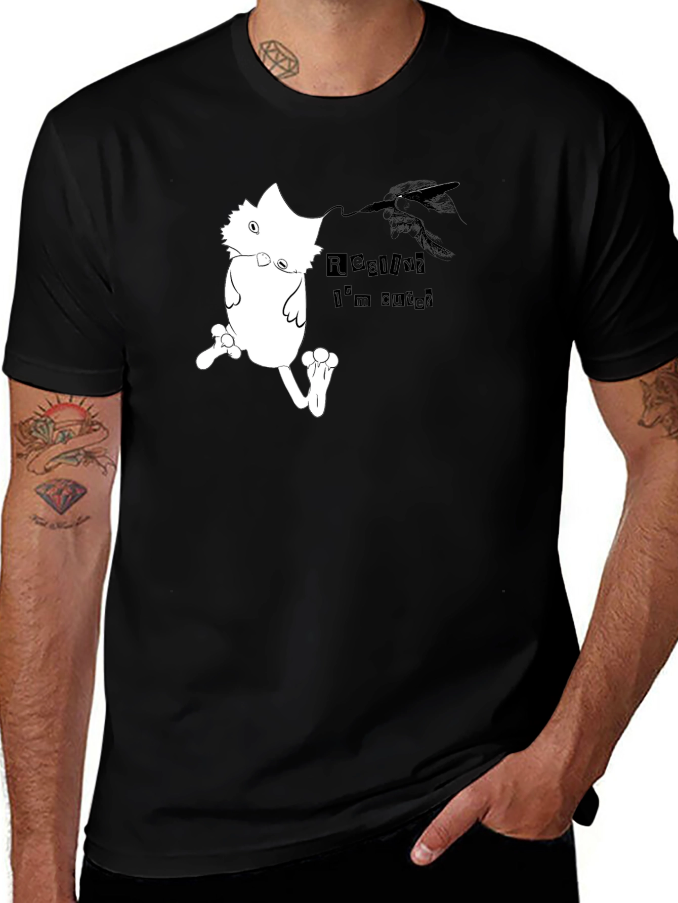 Variant 29 of Cute Cartoon Cat T-Shirt - Black