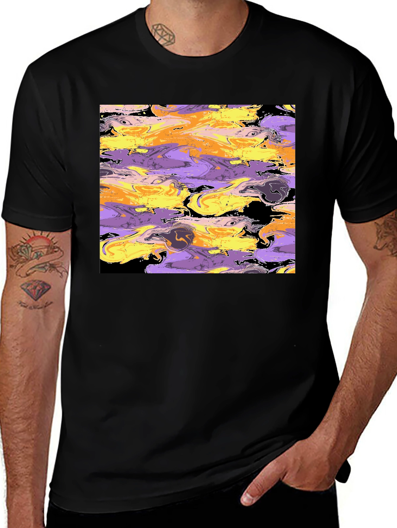 Variant 13 of Abstract Swirl Graphic Black Tee