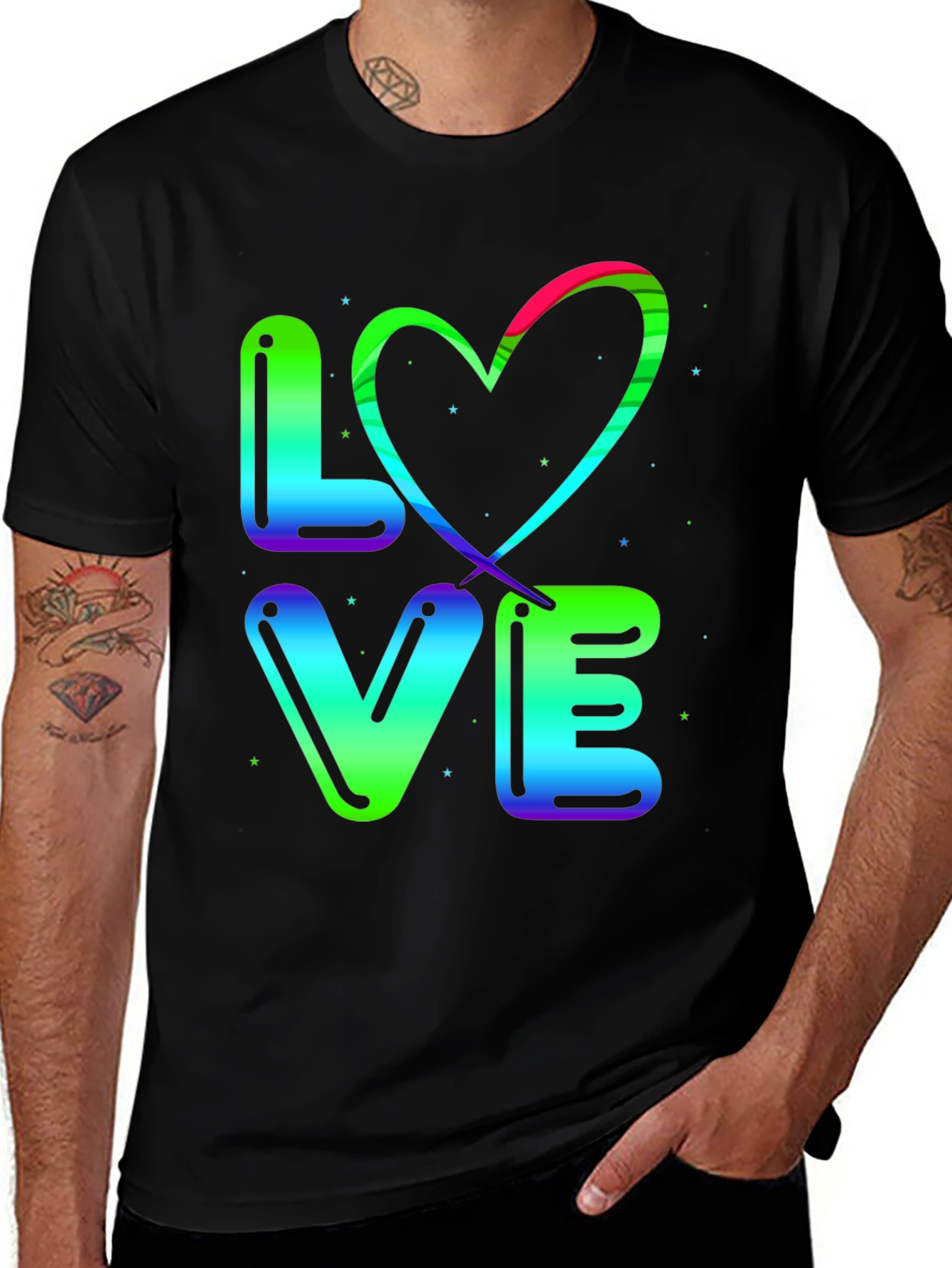 LOVE T-Shirt - Rainbow Heart Design