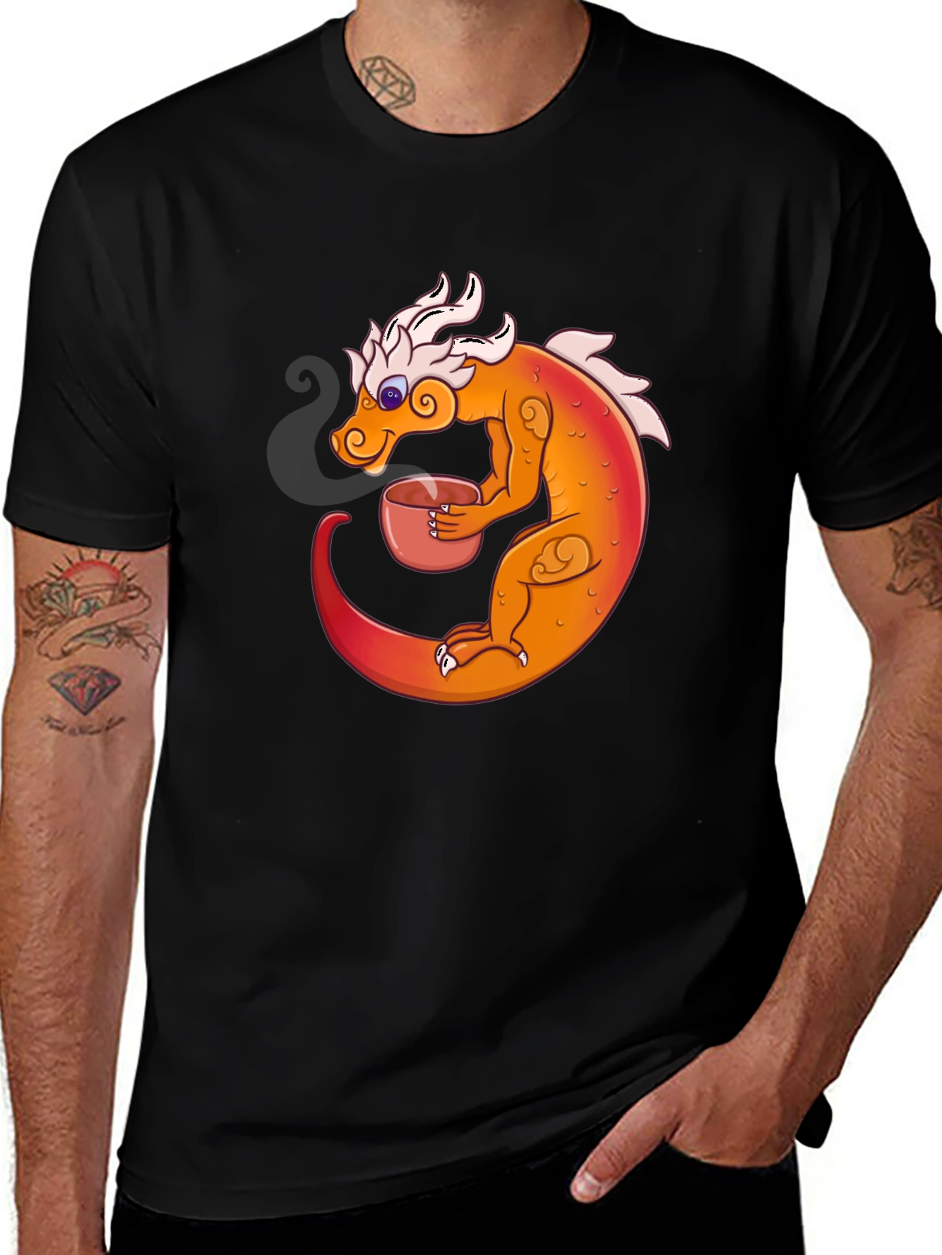 Variant 5 of Dragon Sipping Tea Graphic T-Shirt