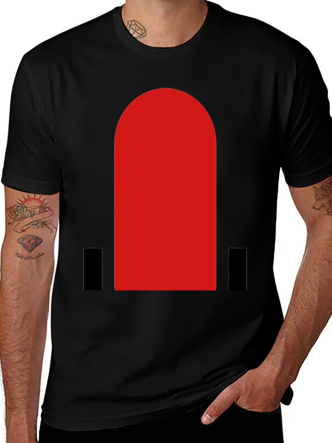 Variant 13 of Bold Red Arch Graphic Black T-Shirt