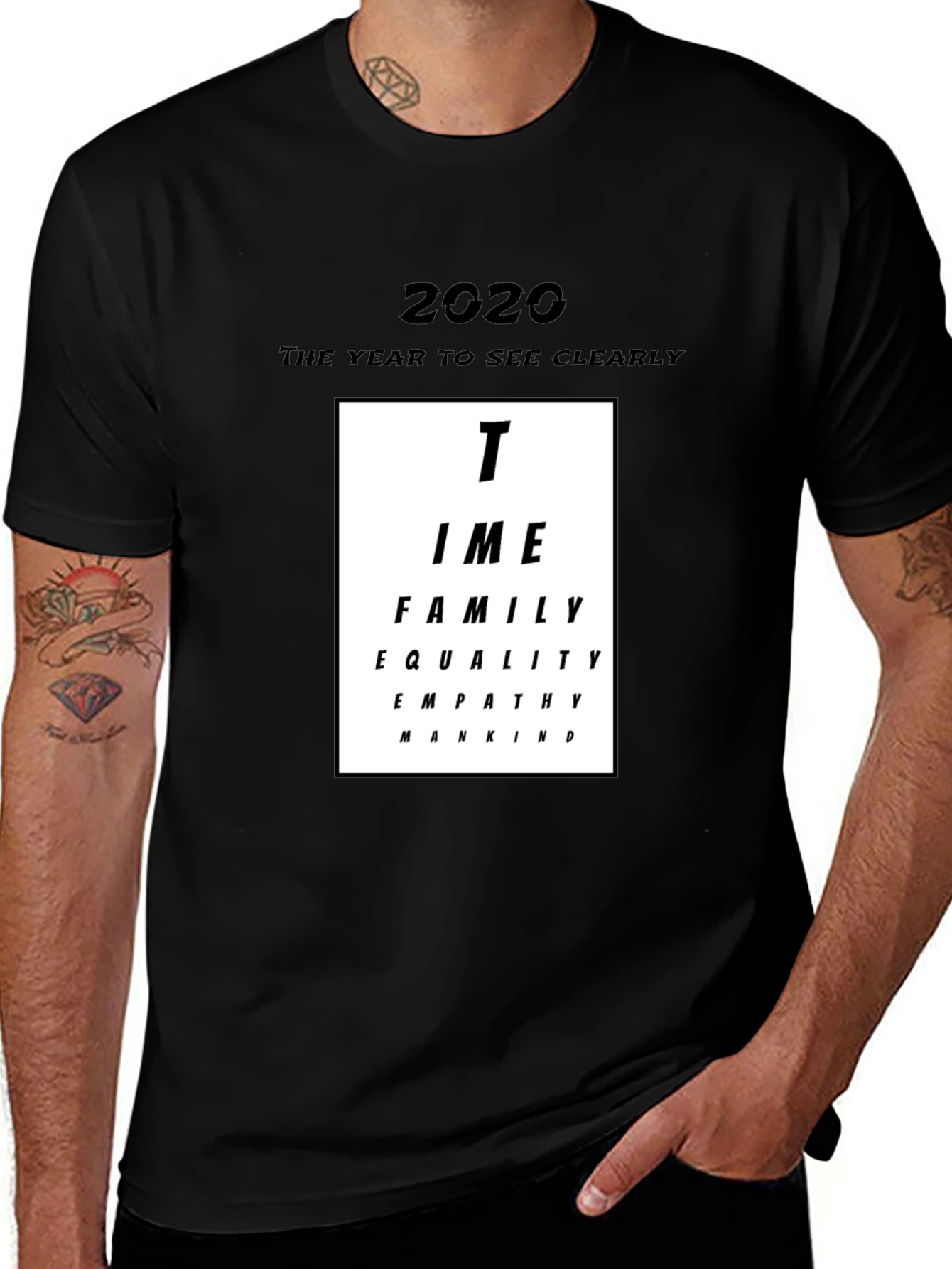 2020 Vision T-Shirt, Time, Family, Equality, Empathy, Mankind