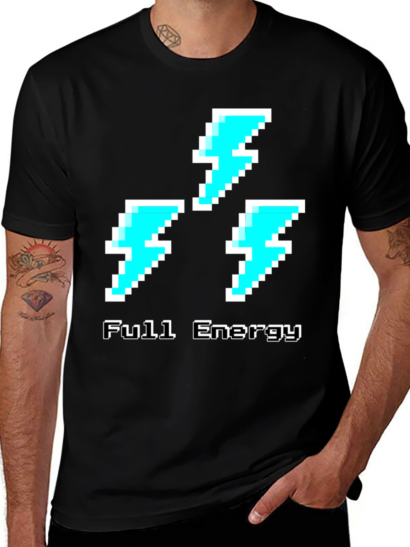 Variant 25 of Full Energy Pixel Lightning Black T-Shirt