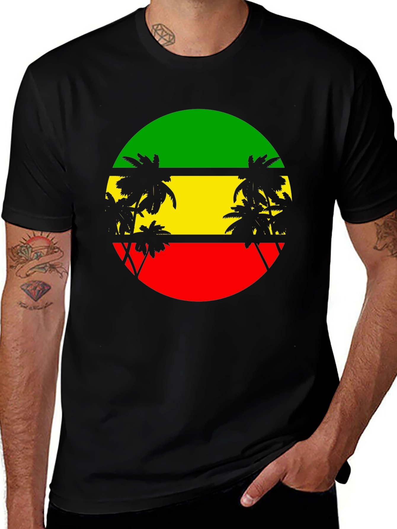 Variant 3 of Rasta Palm Tee - Reggae Style T-Shirt
