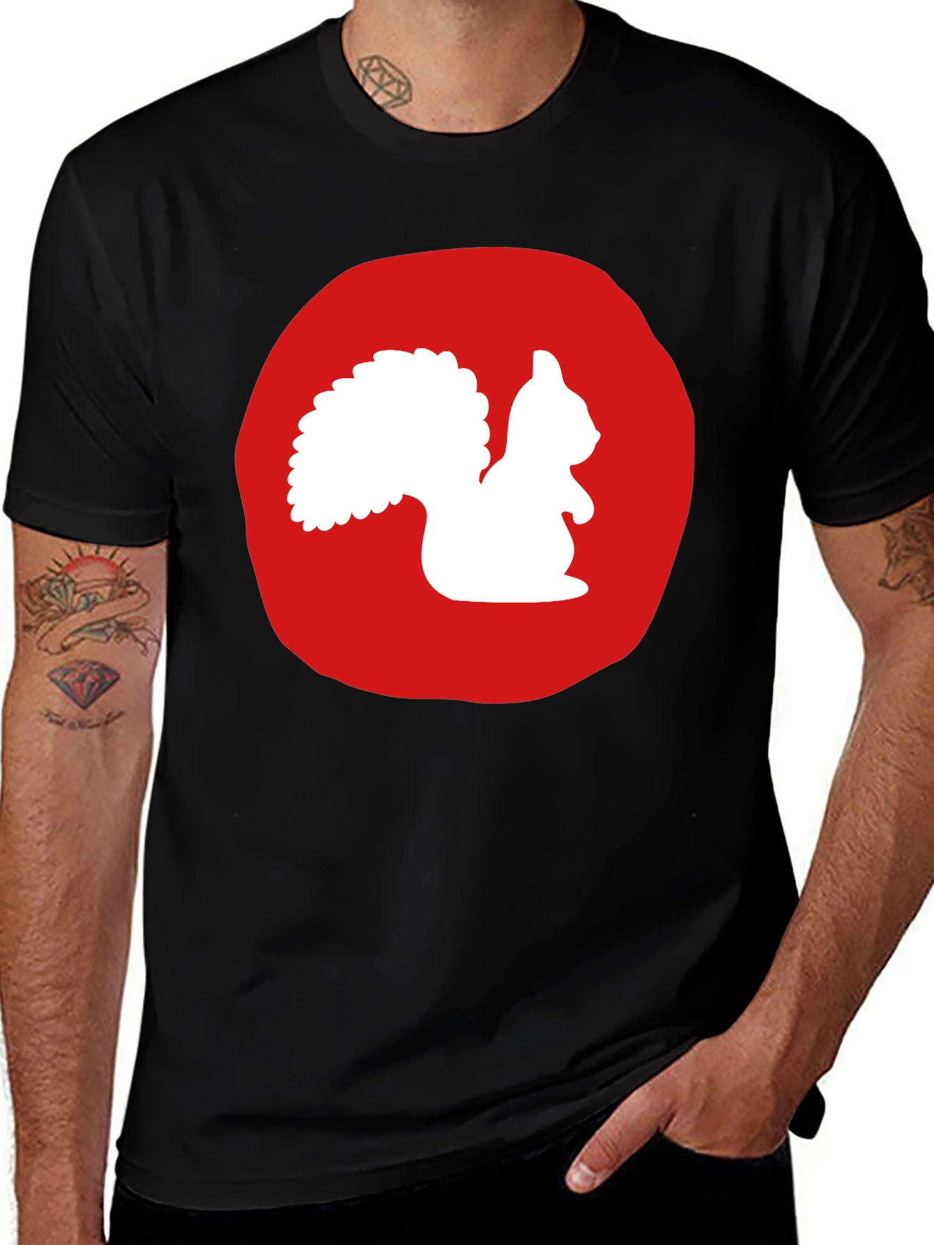 Variant 5 of Squirrel Graphic Tee - Red Circle Print