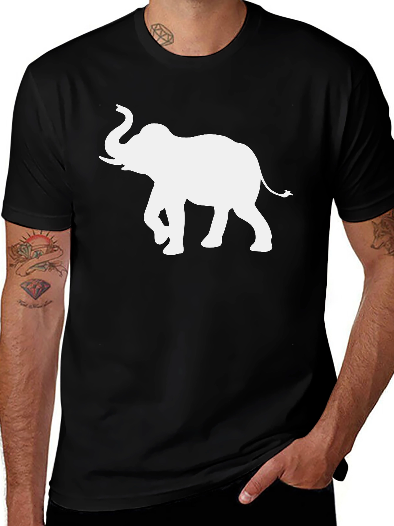 Variant 18 of Elephant Graphic Black T-Shirt