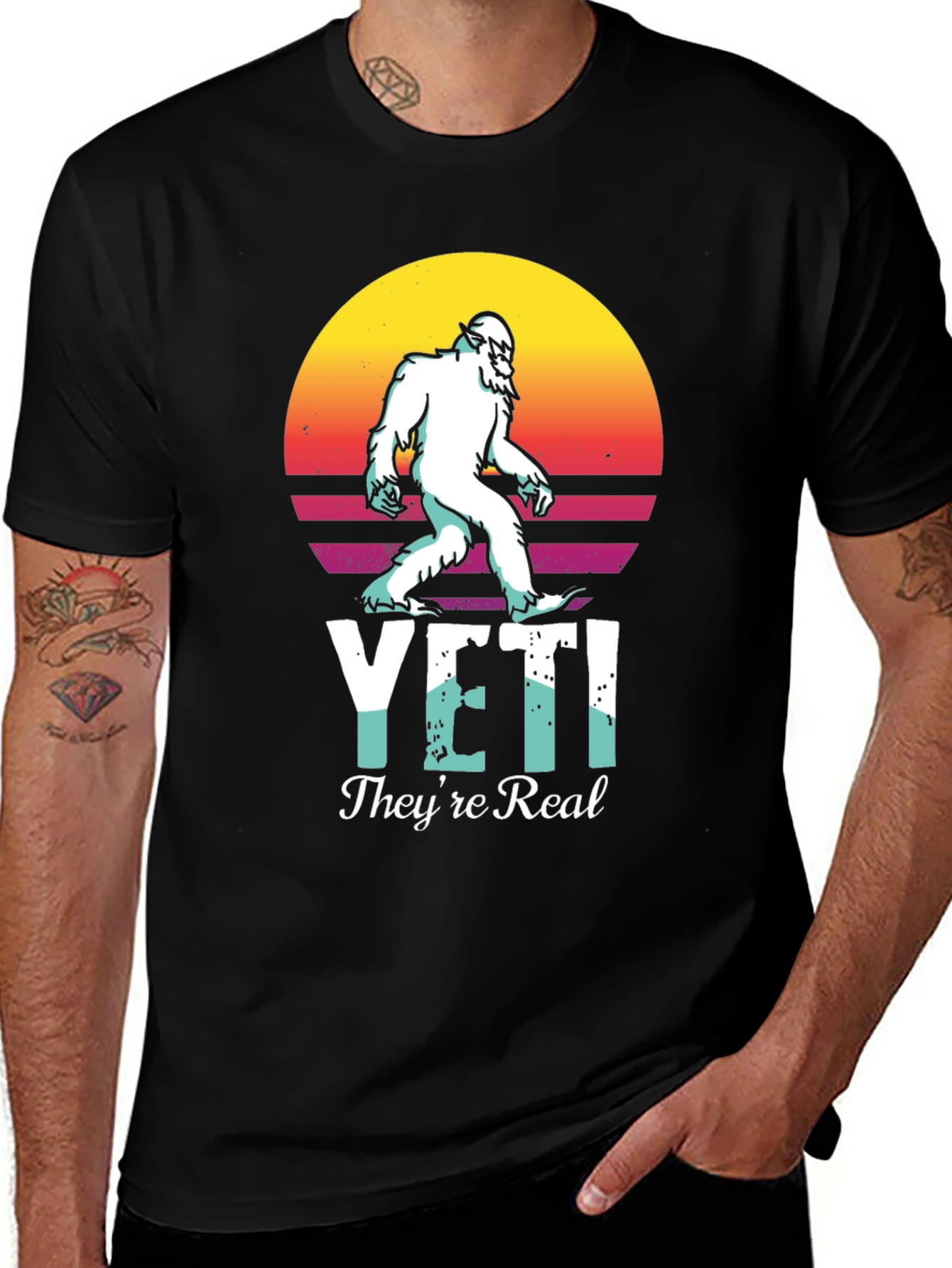 Yeti They're Real T-Shirt Retro Bigfoot Tee