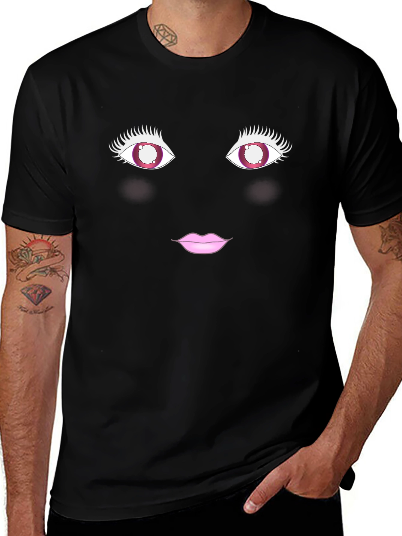 Variant 26 of Fun Face T-Shirt - Eye & Lips Graphic Tee
