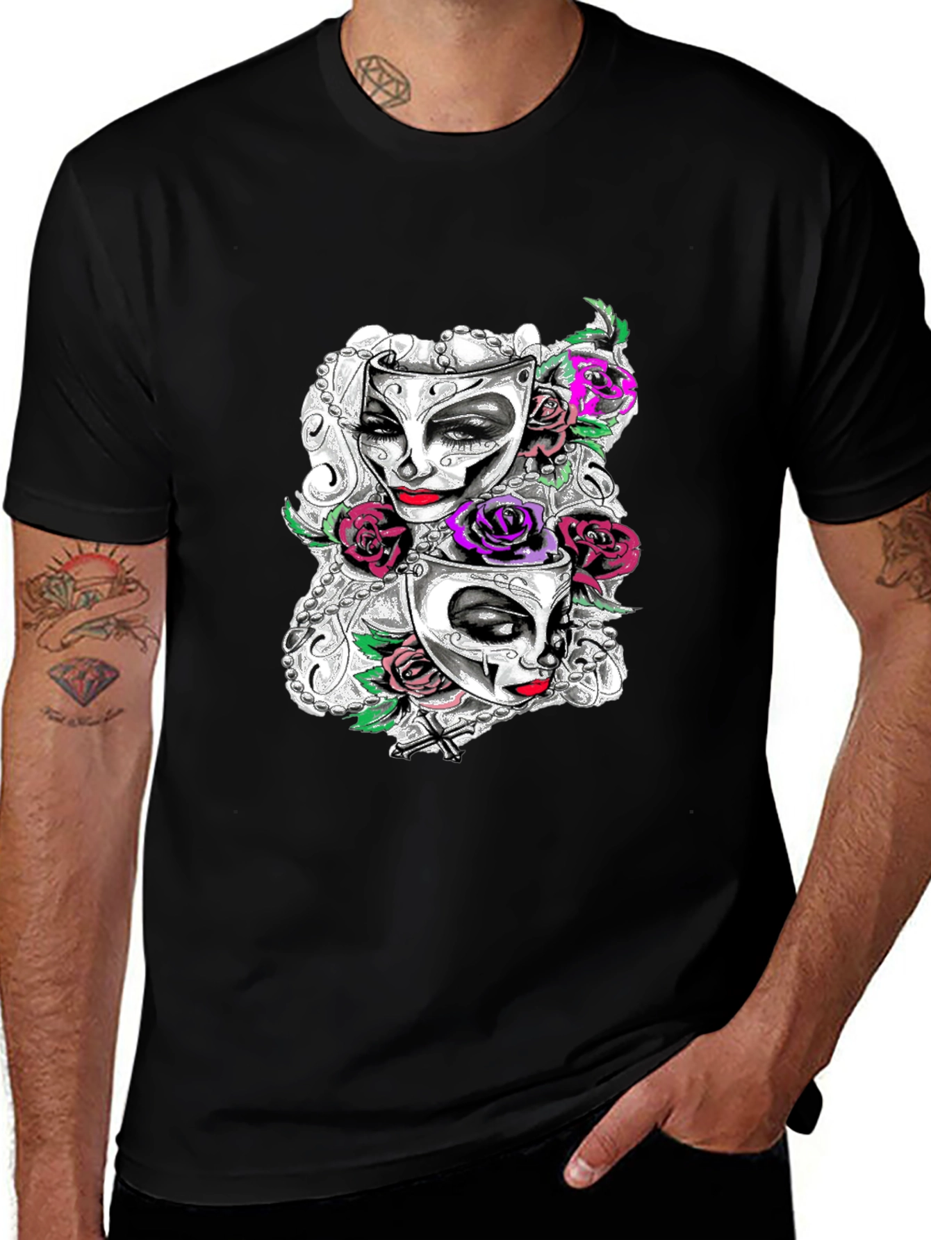 Variant 16 of Masquerade Mask Roses Graphic T-Shirt