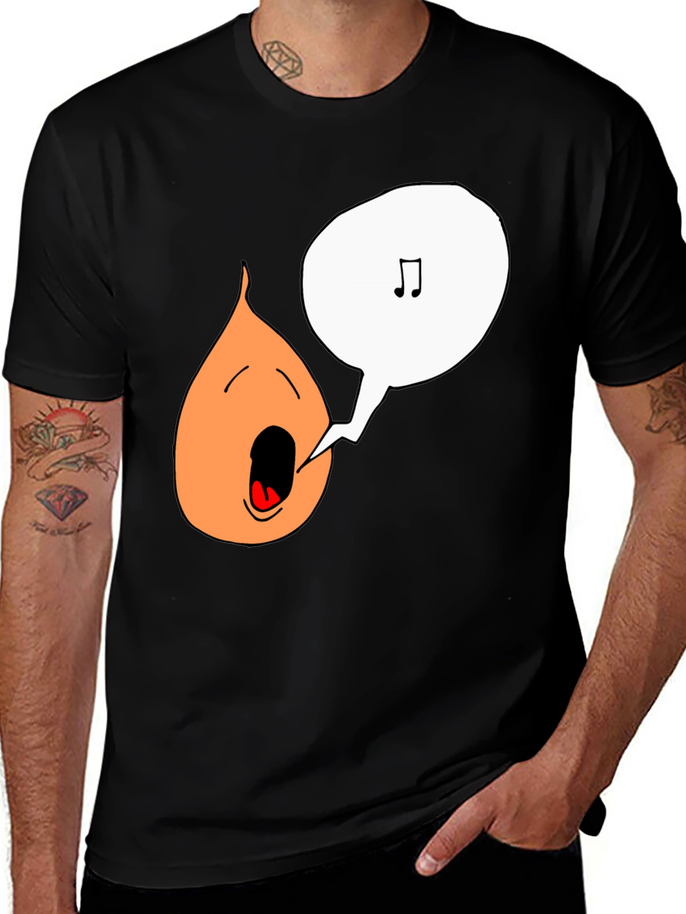 Singing Onion Graphic Tee - Black Cotton T-Shirt