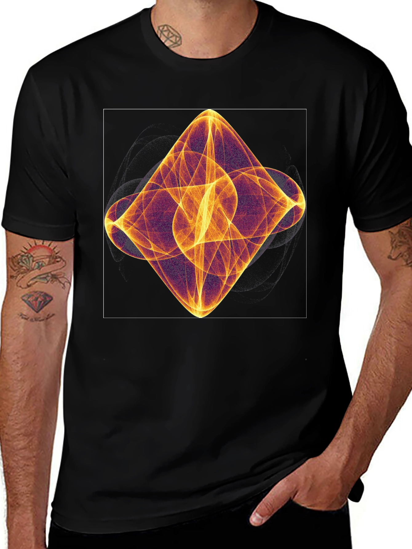 Variant 29 of Abstract Light Pattern Black T-Shirt