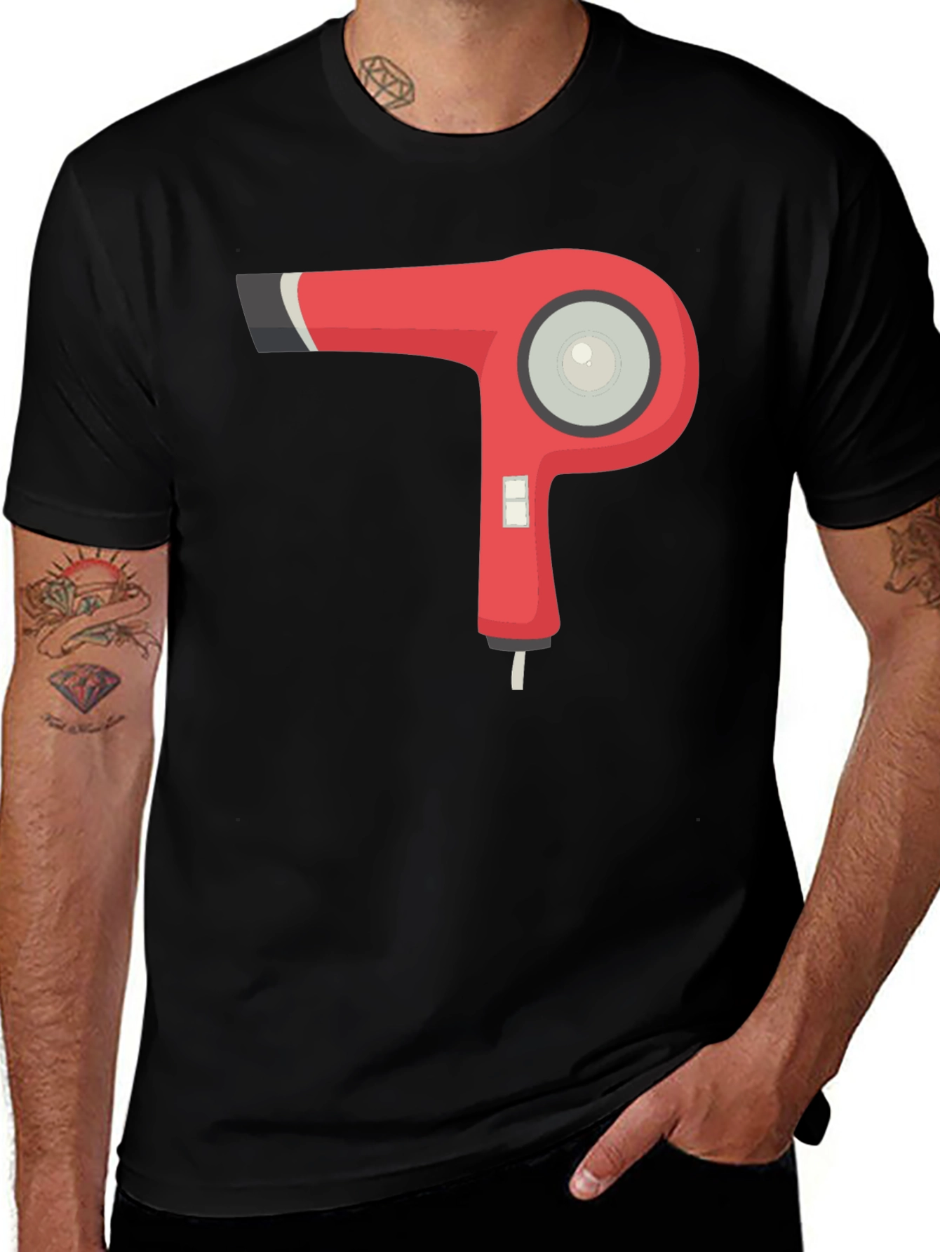 Variant 22 of Hair Dryer Graphic Tee - Black Cotton T-Shirt