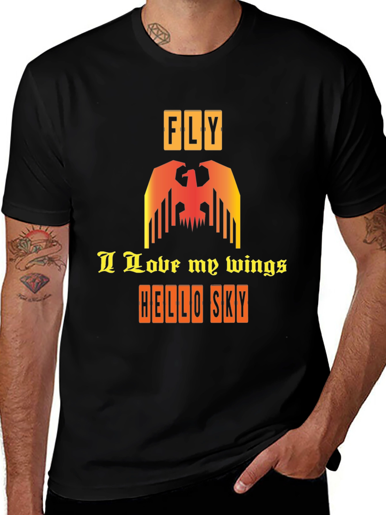 Fly with Wings Graphic Tee - Stylish Black T-Shirt