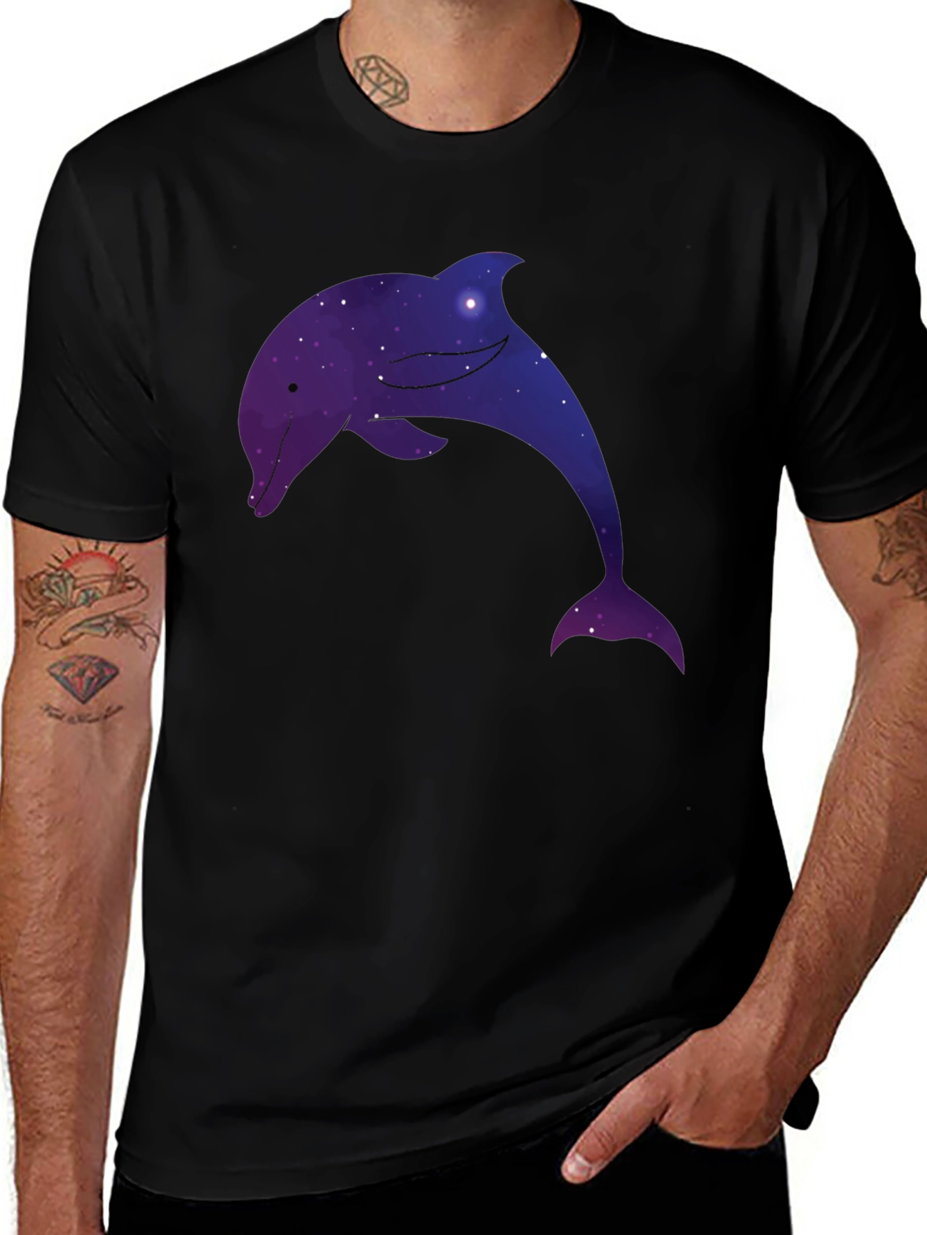 Variant 14 of Galaxy Dolphin Graphic Tee - Unique Space Design T-Shirt