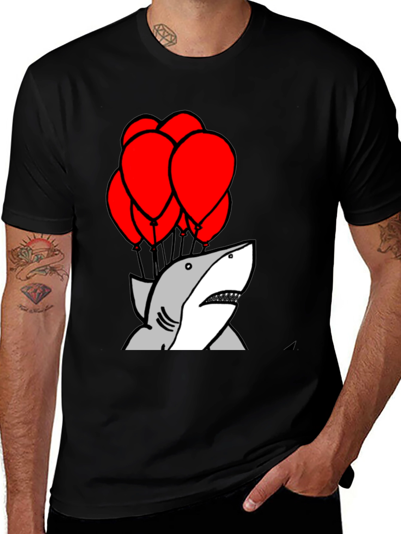 Variant 14 of Shark With Balloons Graphic T-Shirt