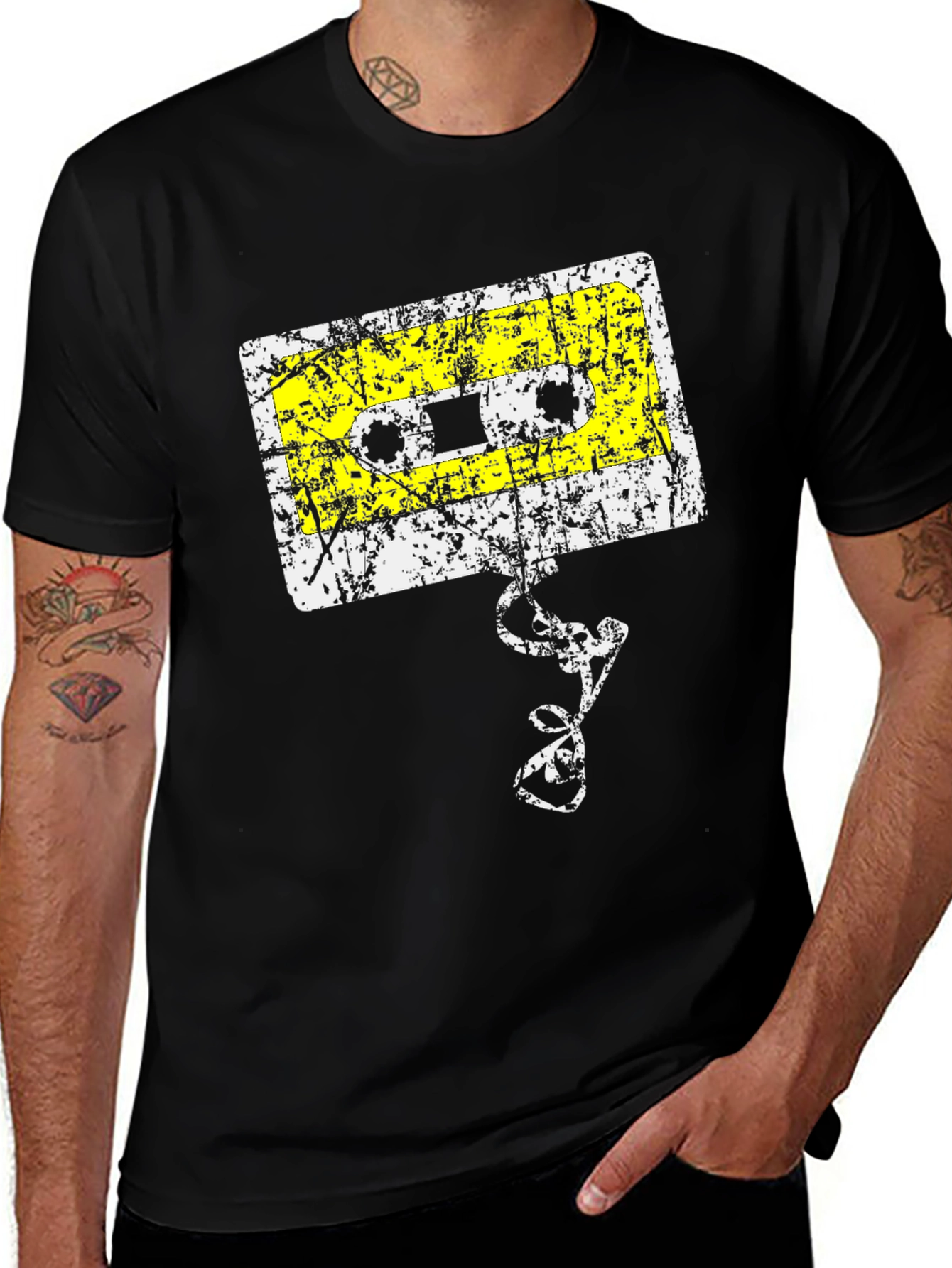 Variant 26 of Retro Cassette Tape Graphic Tee - Distressed Print