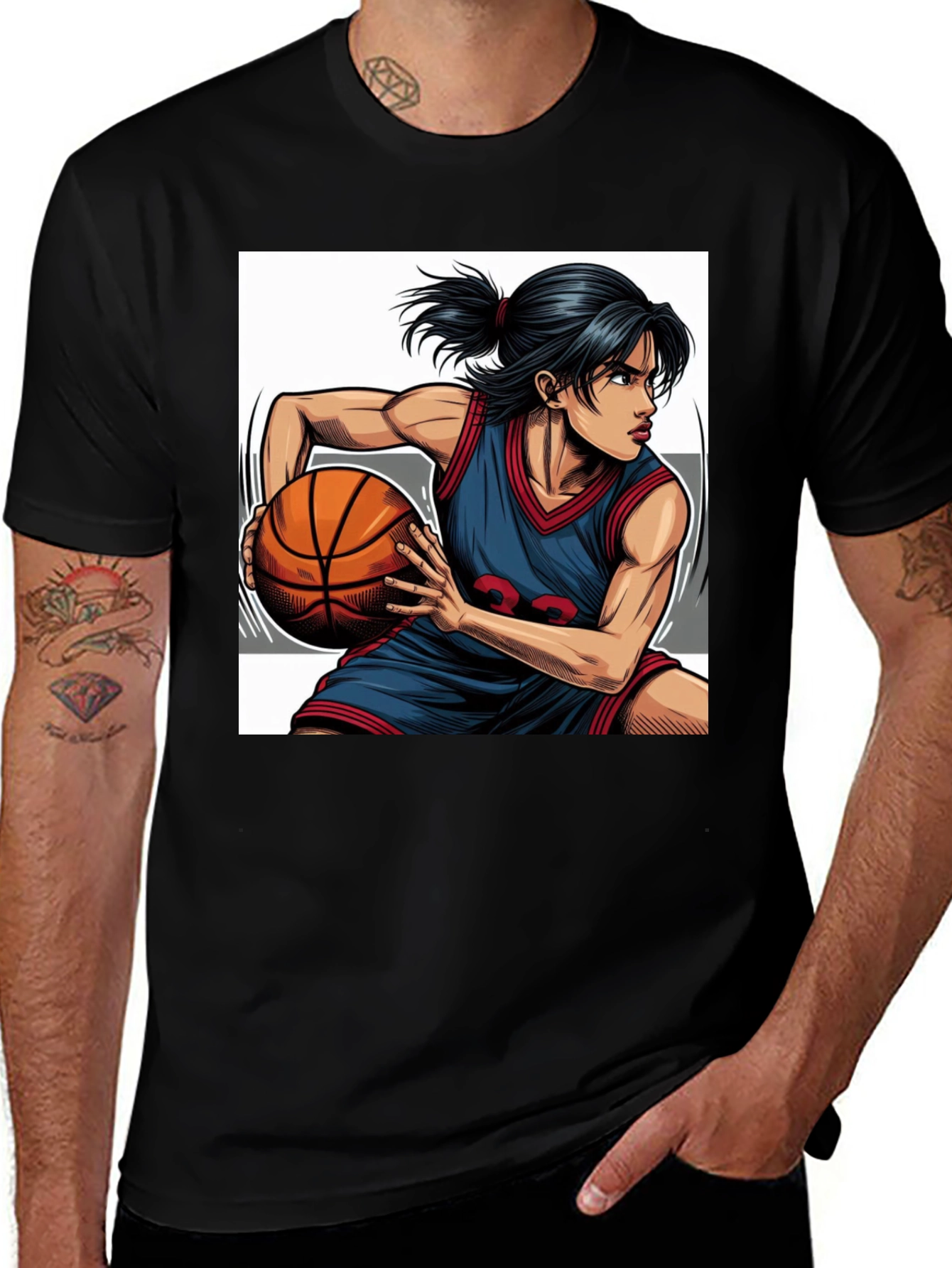 Variant 22 of Basketball Player Graphic Tee - Black