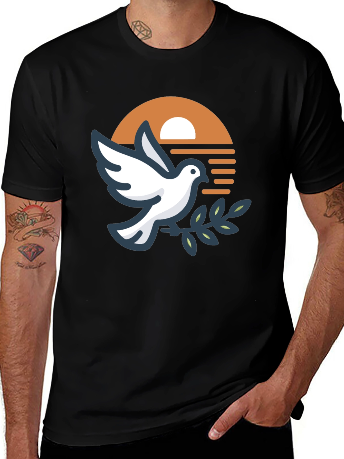 Variant 21 of Peace Dove Graphic Black T-Shirt